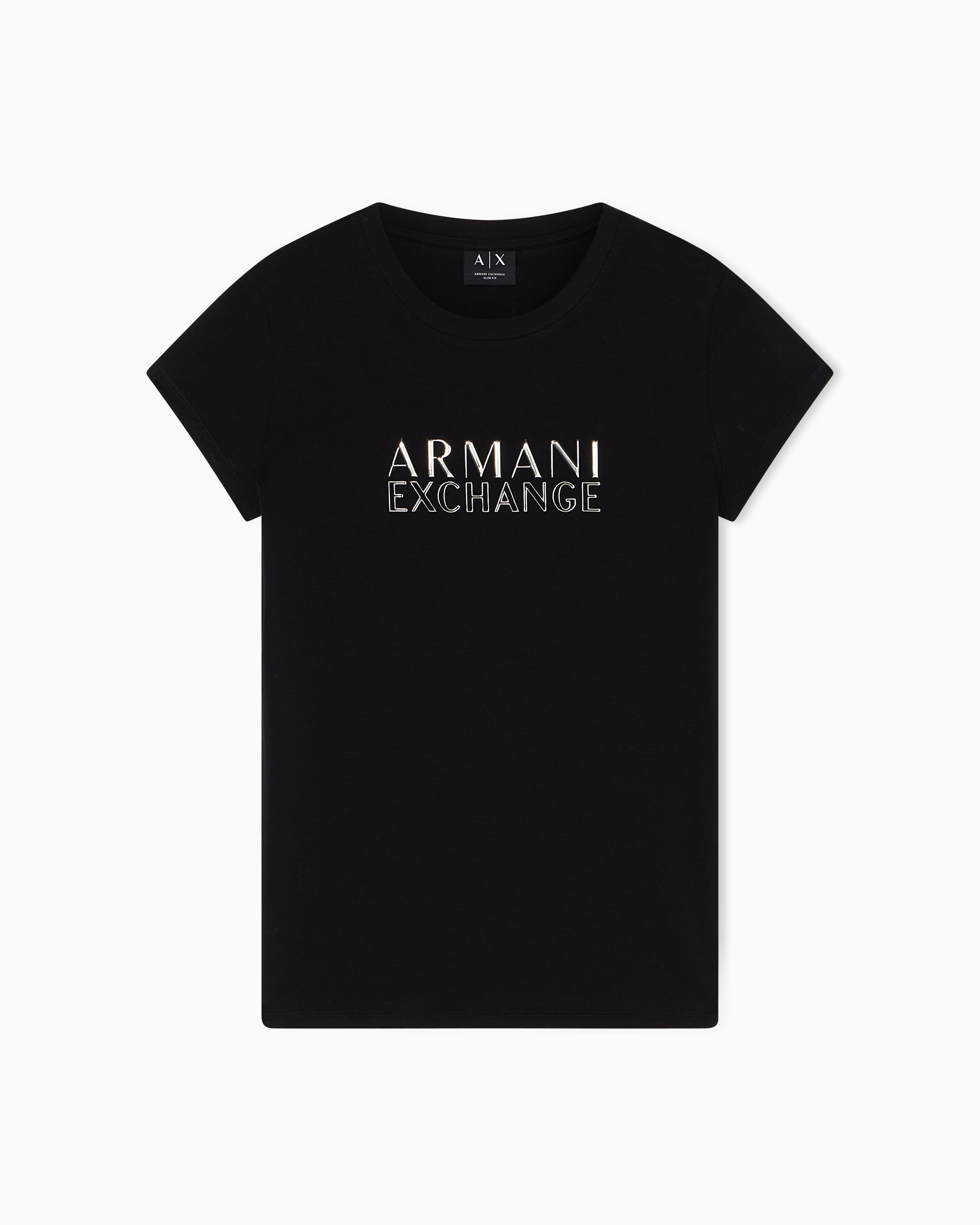Armani Exchange Black Slim Fit T-Shirt In Stretch Cotton Jersey