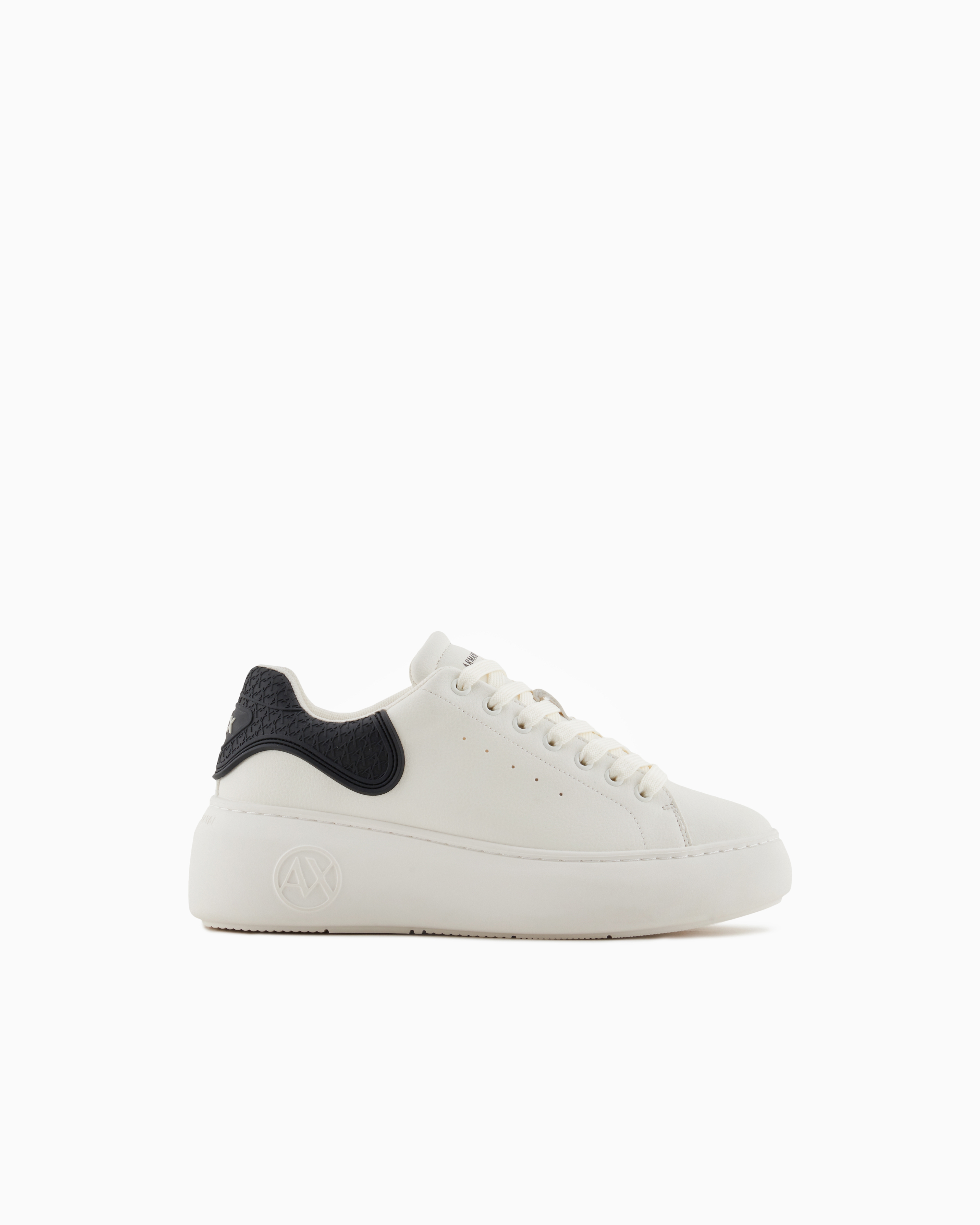 Armani Exchange Two-Tone Vintage Effect Faux Leather Sneakers