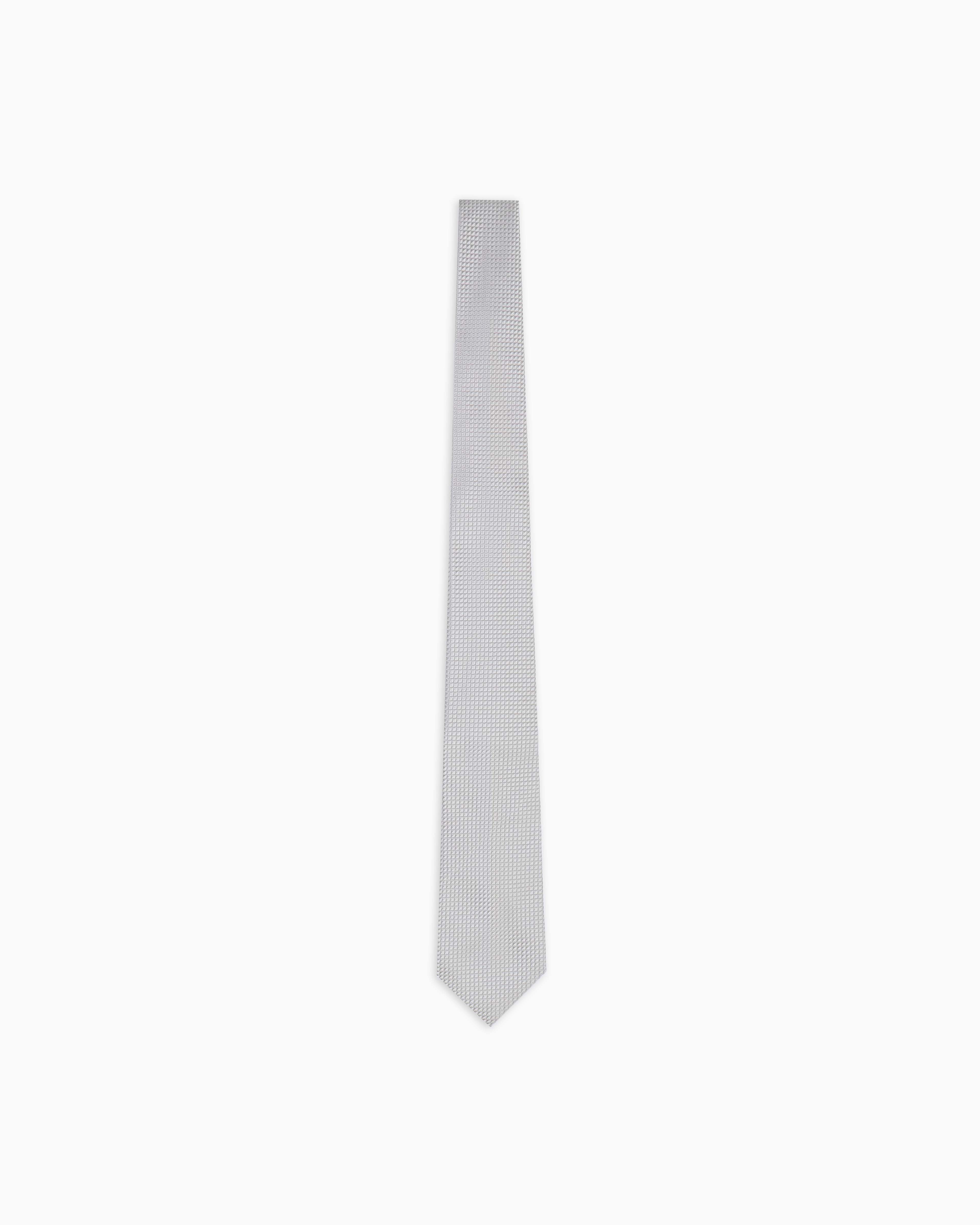 Emporio Armani Grey Textured Pure Silk Tie