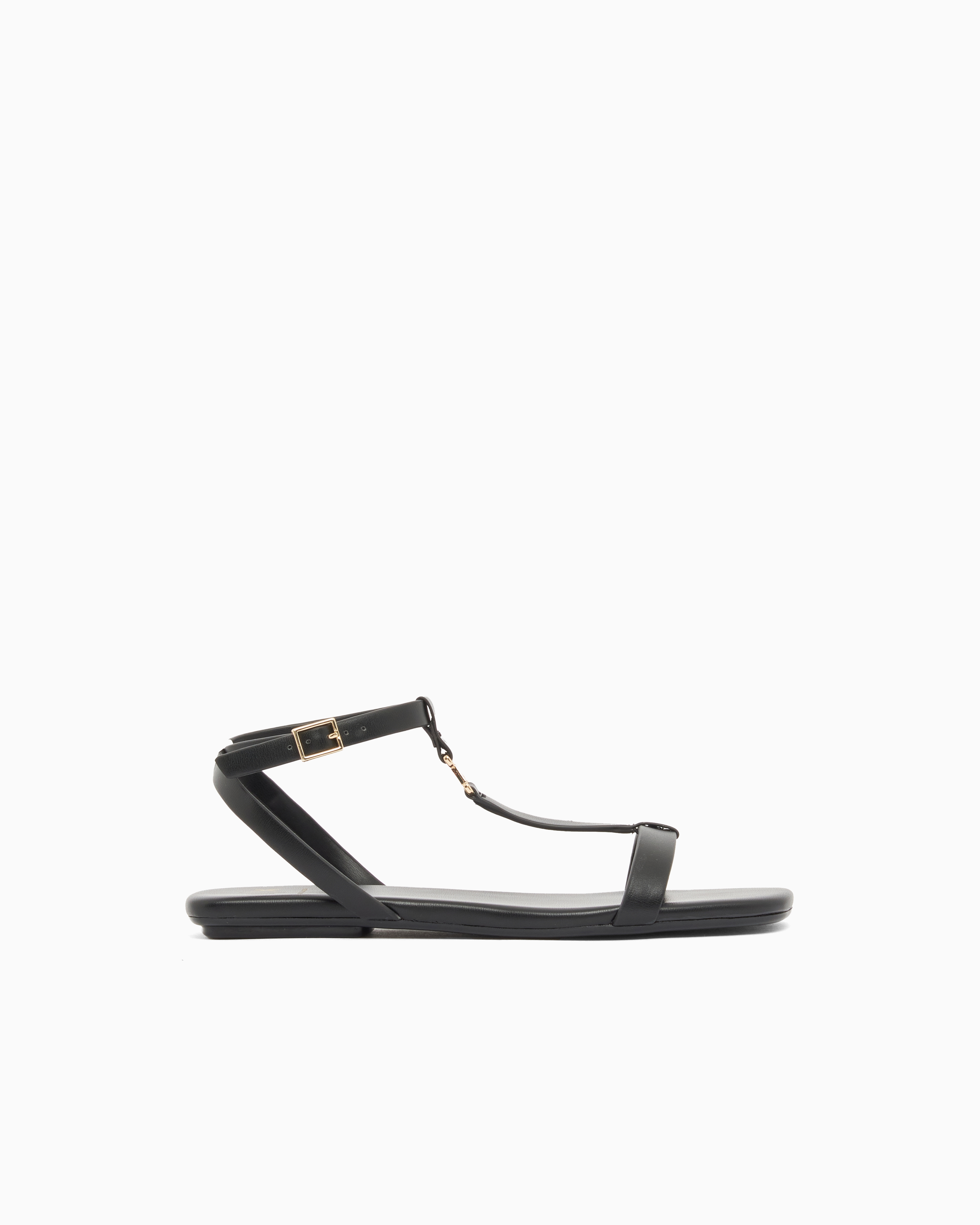 Armani Exchange Black Faux Leather Sandals