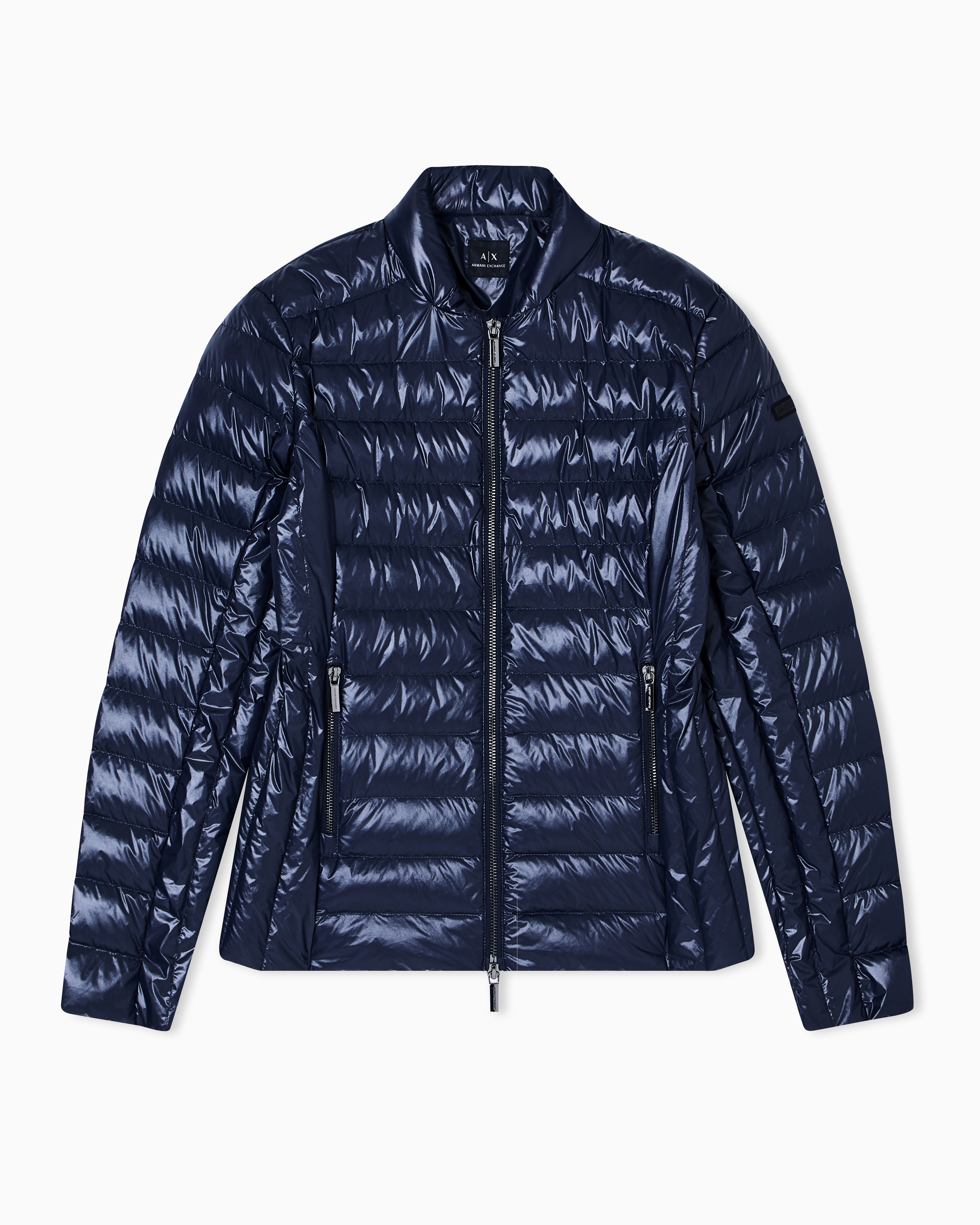 Armani Exchange Packable Quilted Down Jacket In Blue