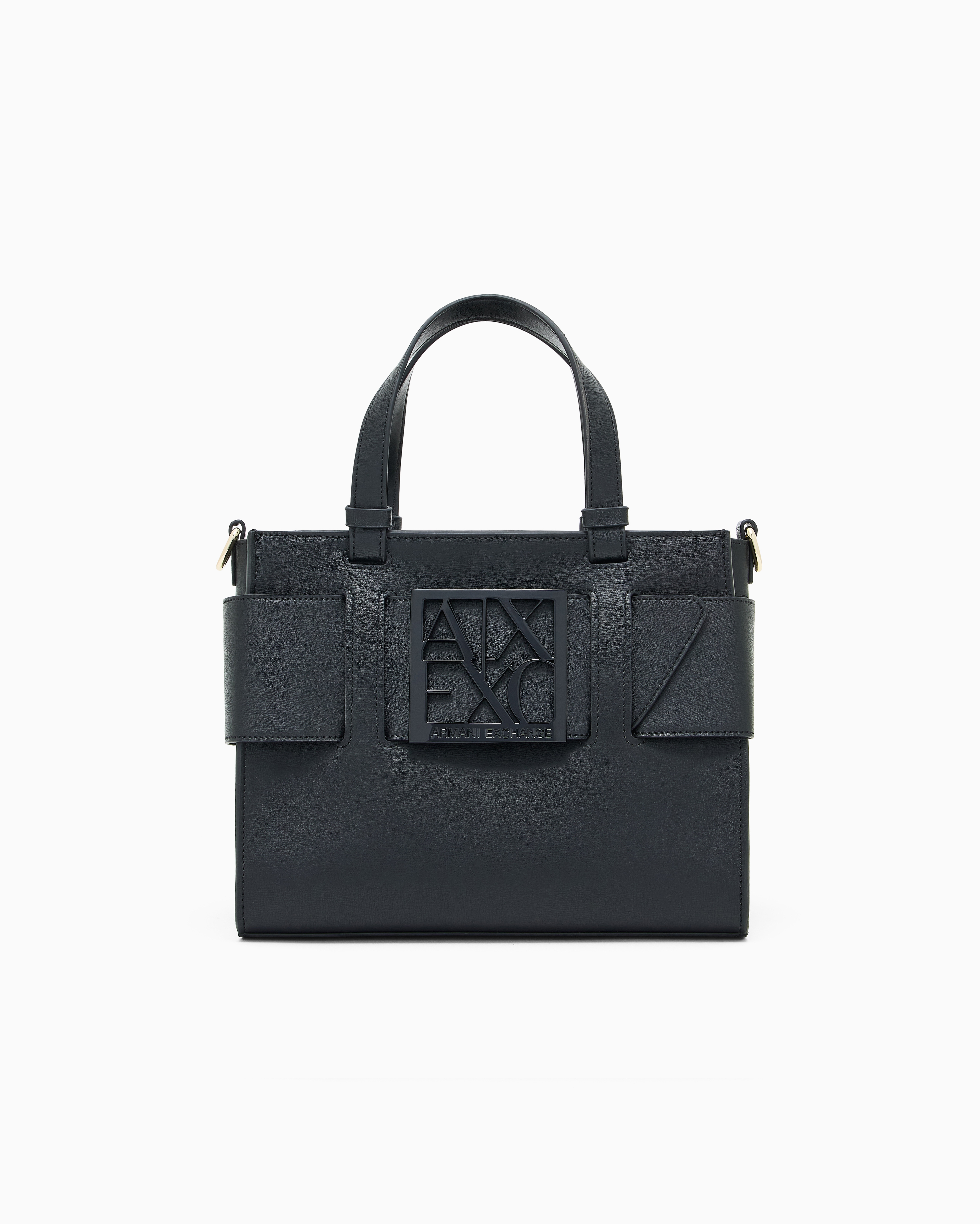 Armani Exchange - Medium tote bag with double handles and shoulder strap, Woman, Black, Size: TU