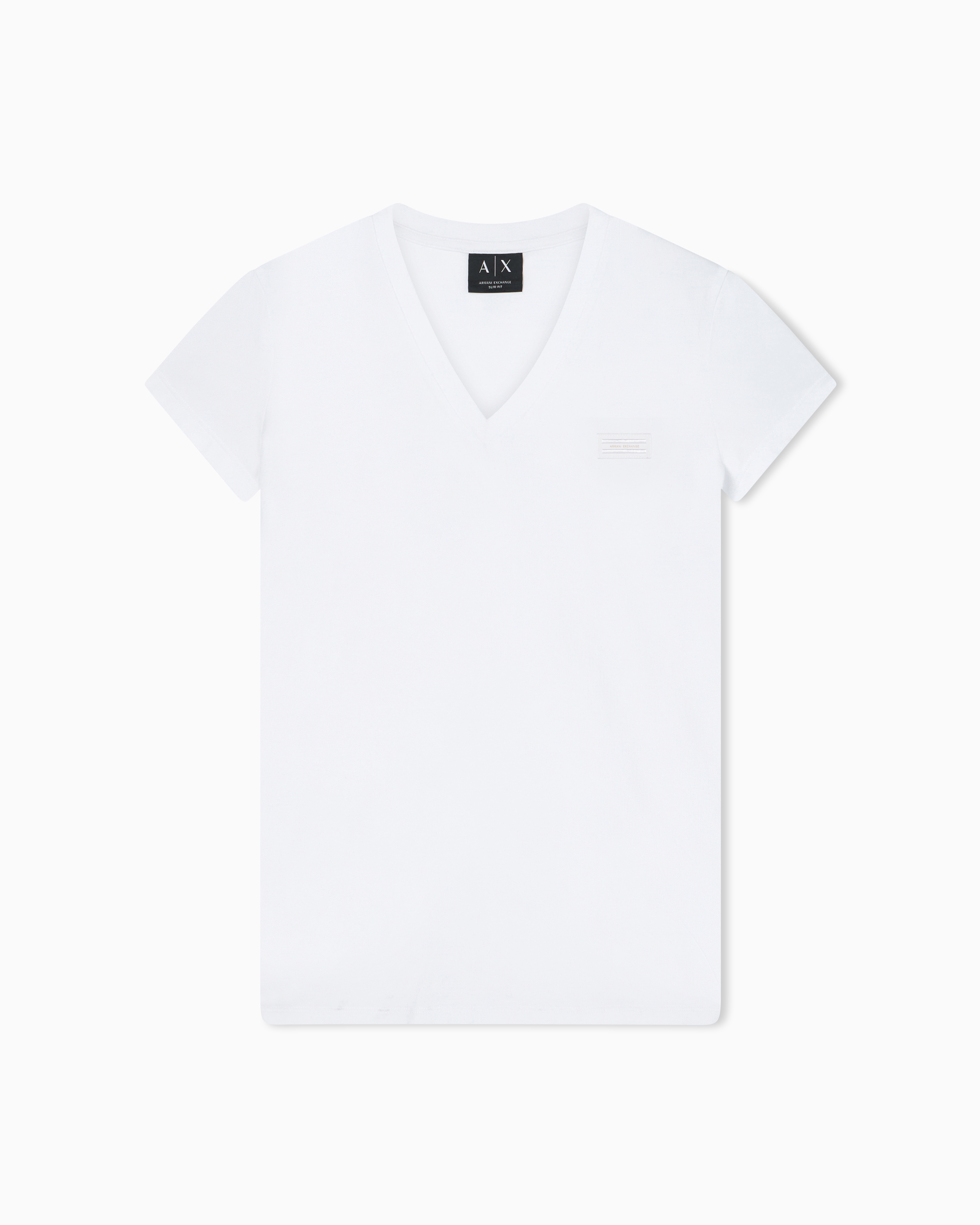 Armani Exchange White Slim Fit T-Shirt In Stretch Cotton Jersey