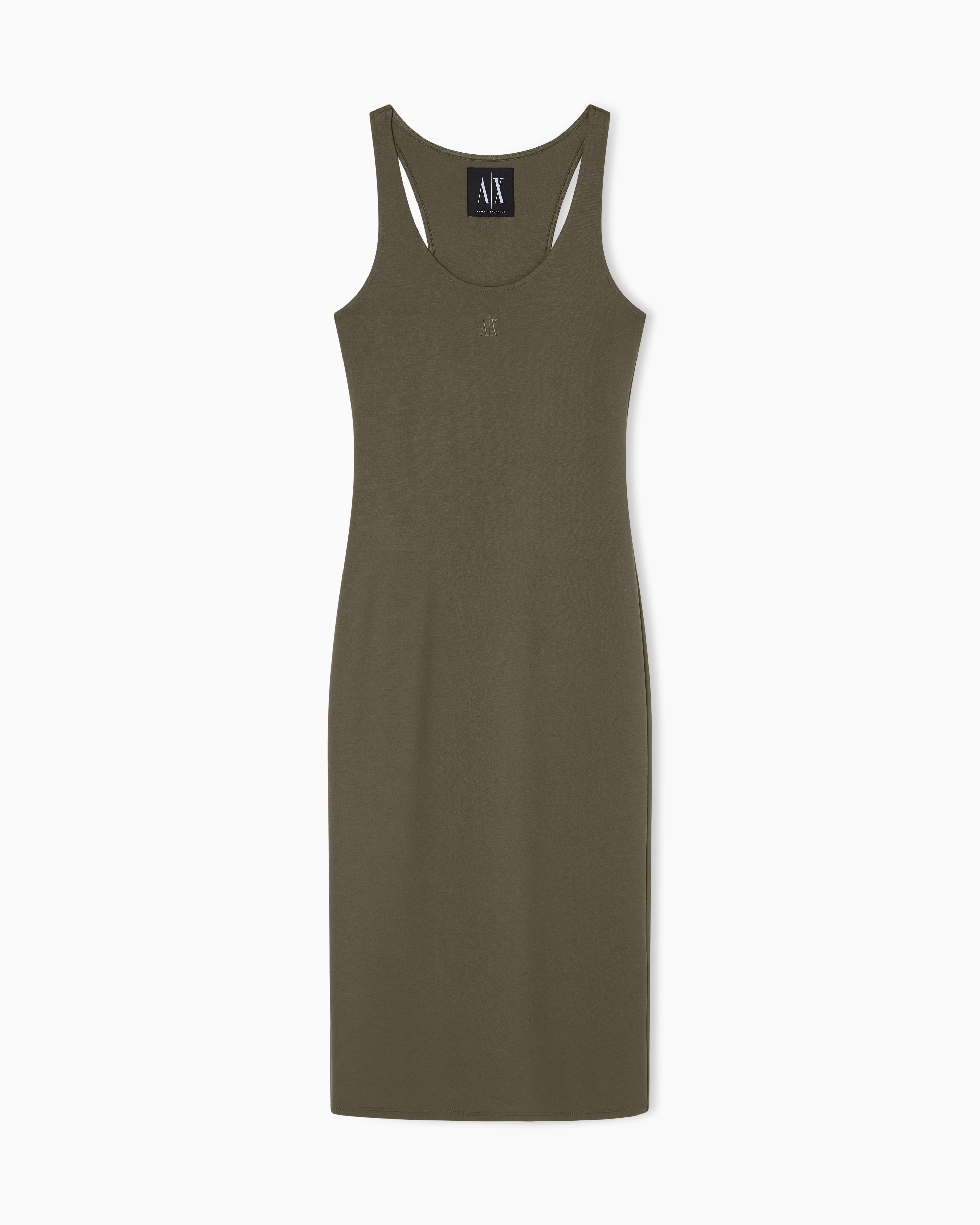 Armani Exchange Green Midi Dress In Stretch Fabric