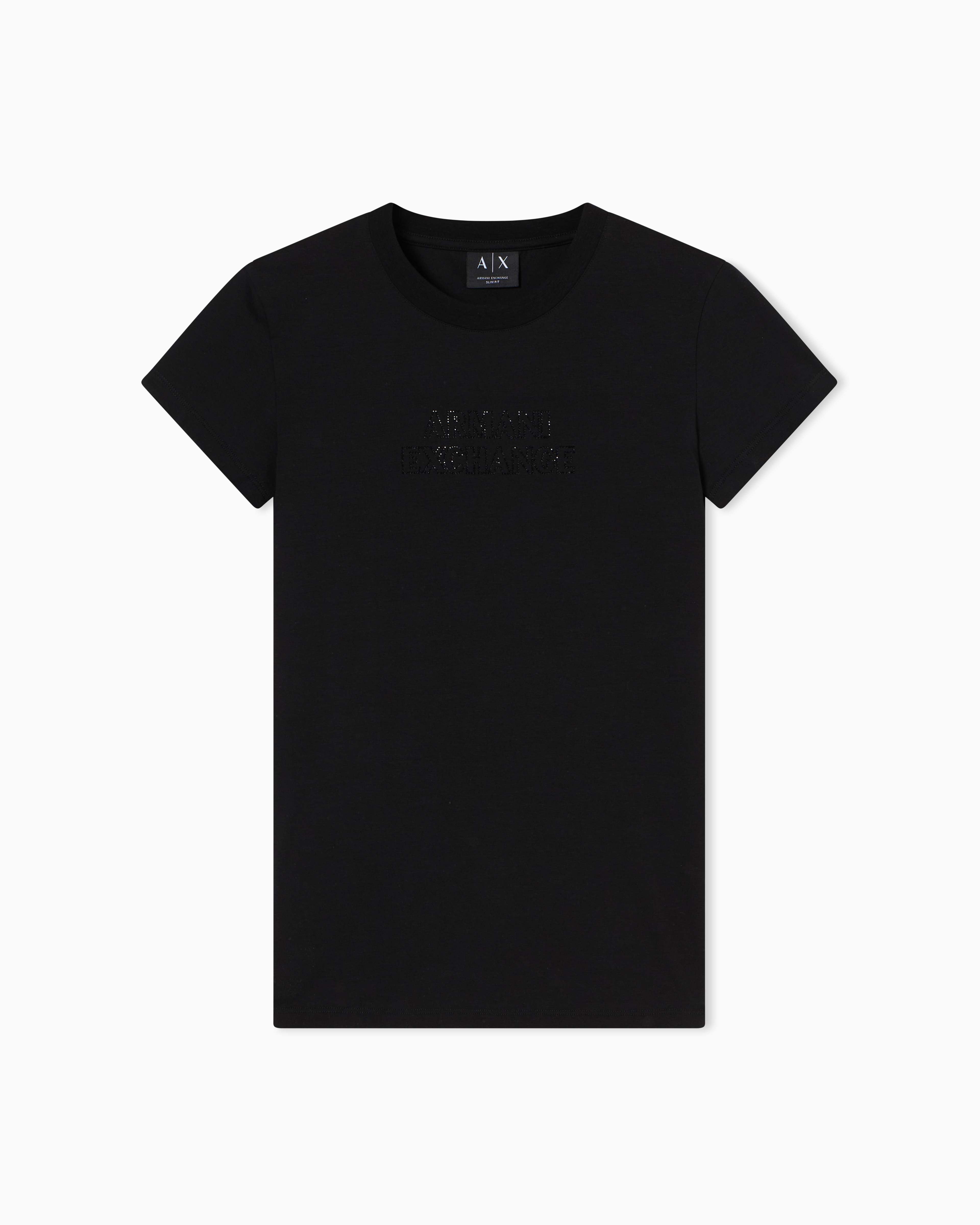 Armani Exchange Black Slim Fit T-Shirt In Stretch Cotton Jersey