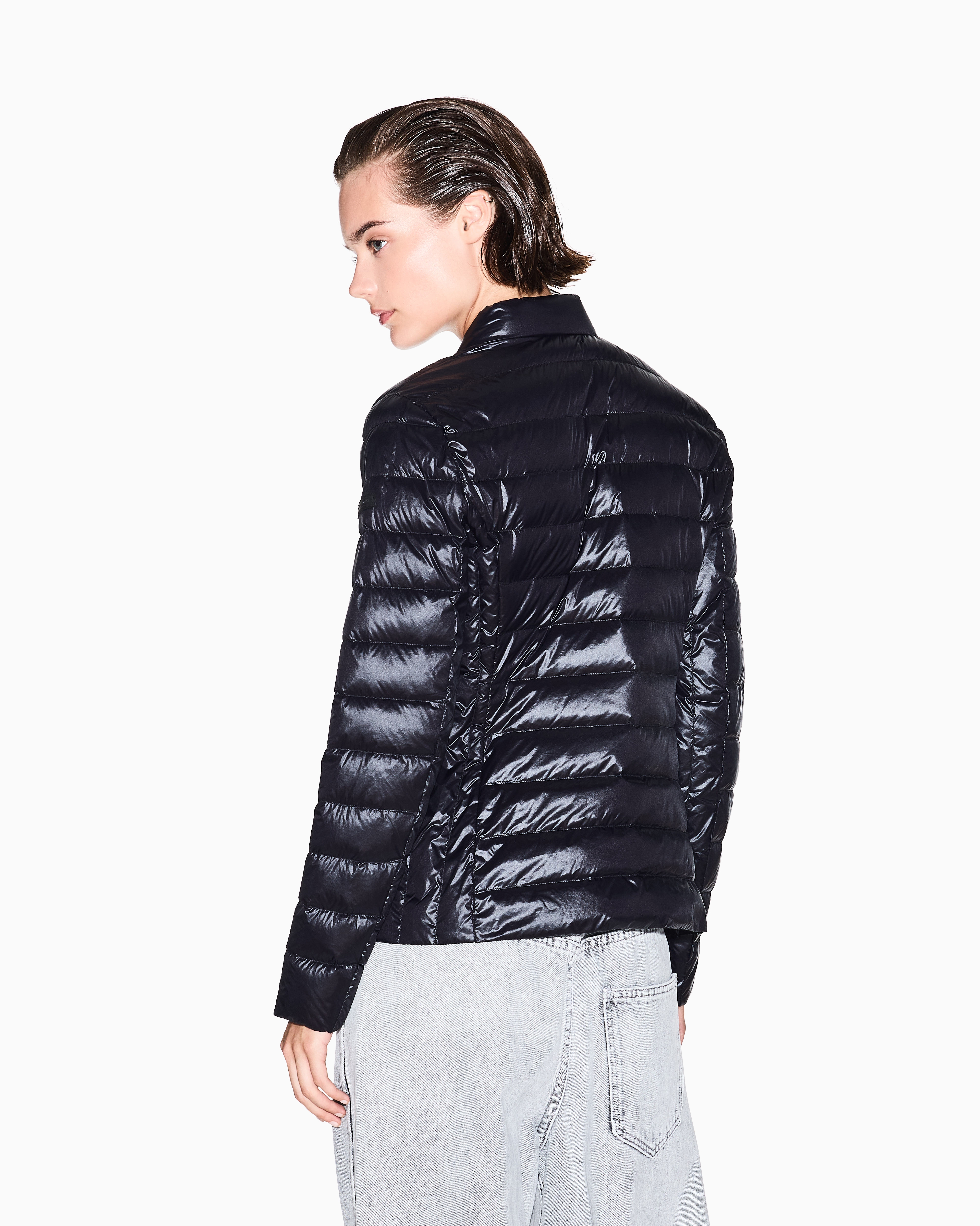 Armani Exchange Packable Quilted Down Jacket In Black
