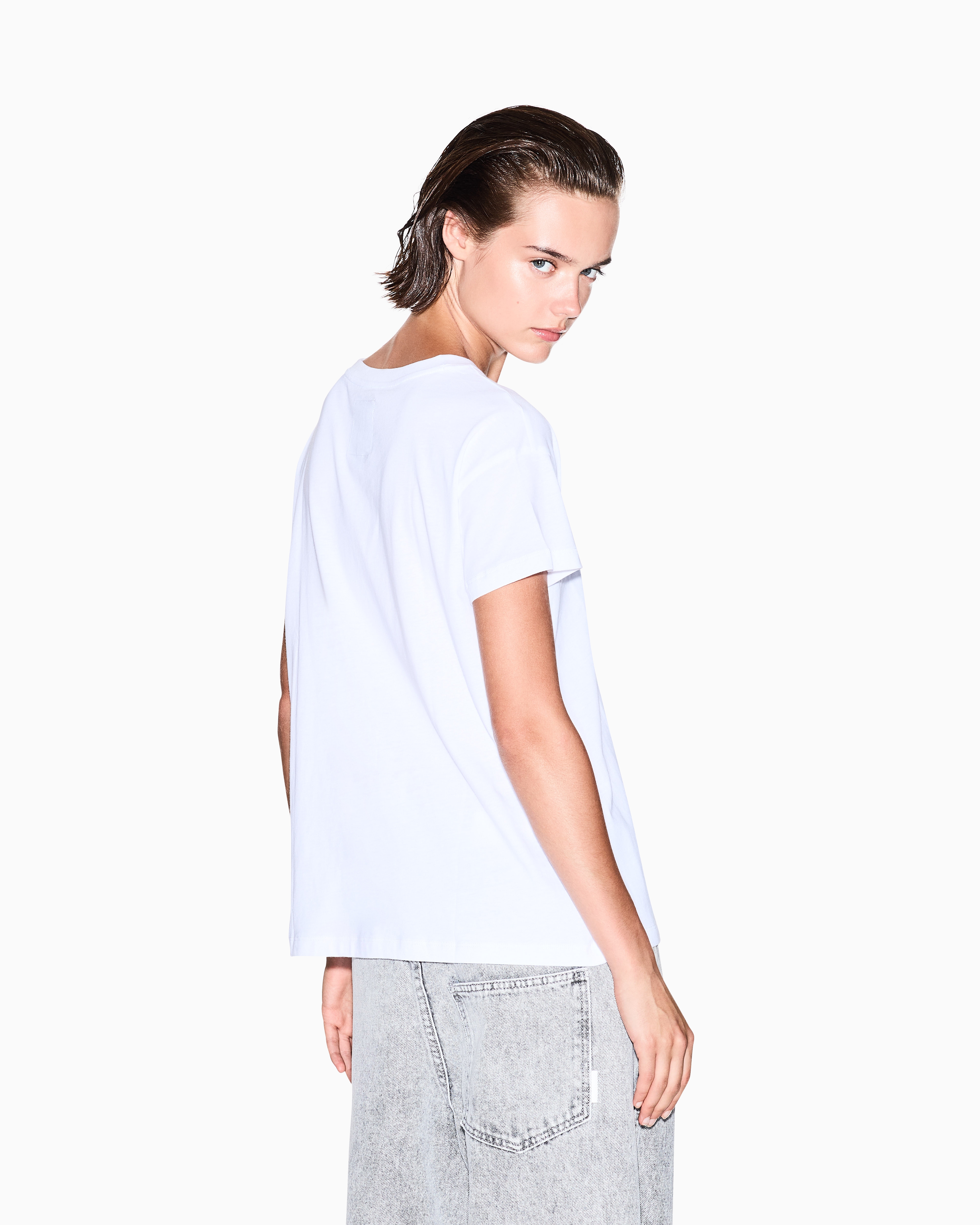 Armani Exchange - Boyfriend T-shirt with Icon logo, Woman, White, Size: