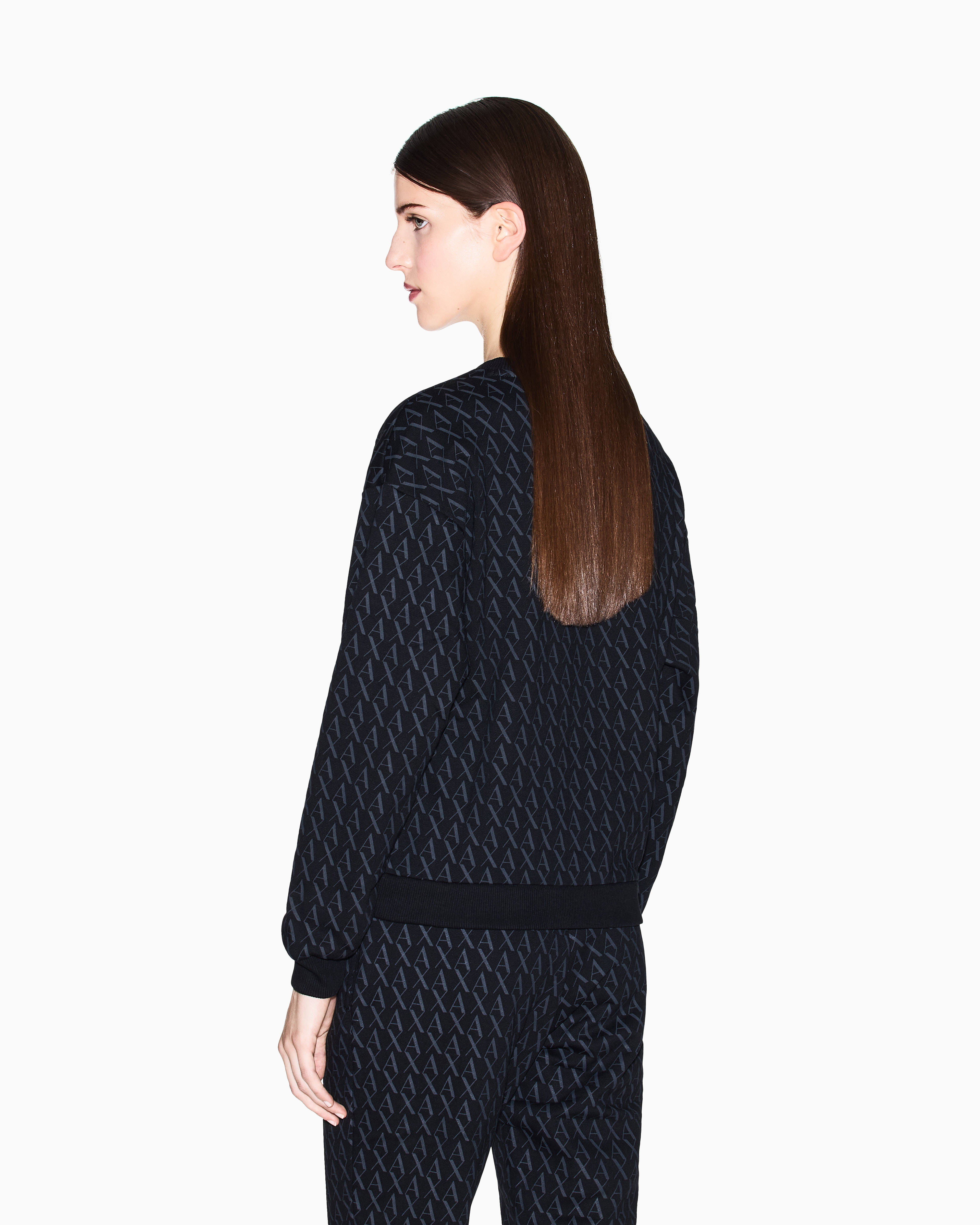 Armani Exchange - ASV French Terry Sweatshirt with embossed logo, Woman, Black, Size: