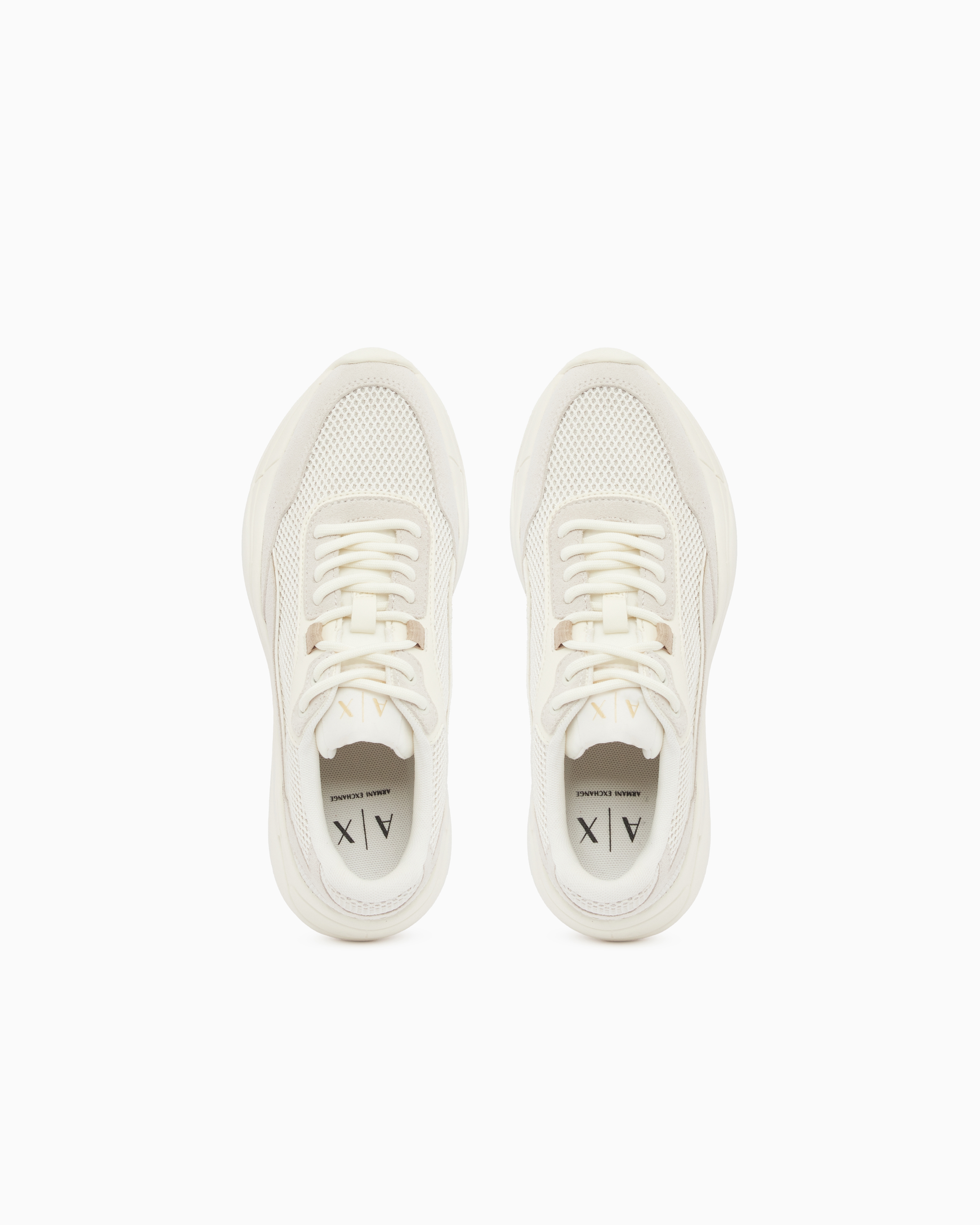 Armani Exchange Technical Fabric Sneakers In White