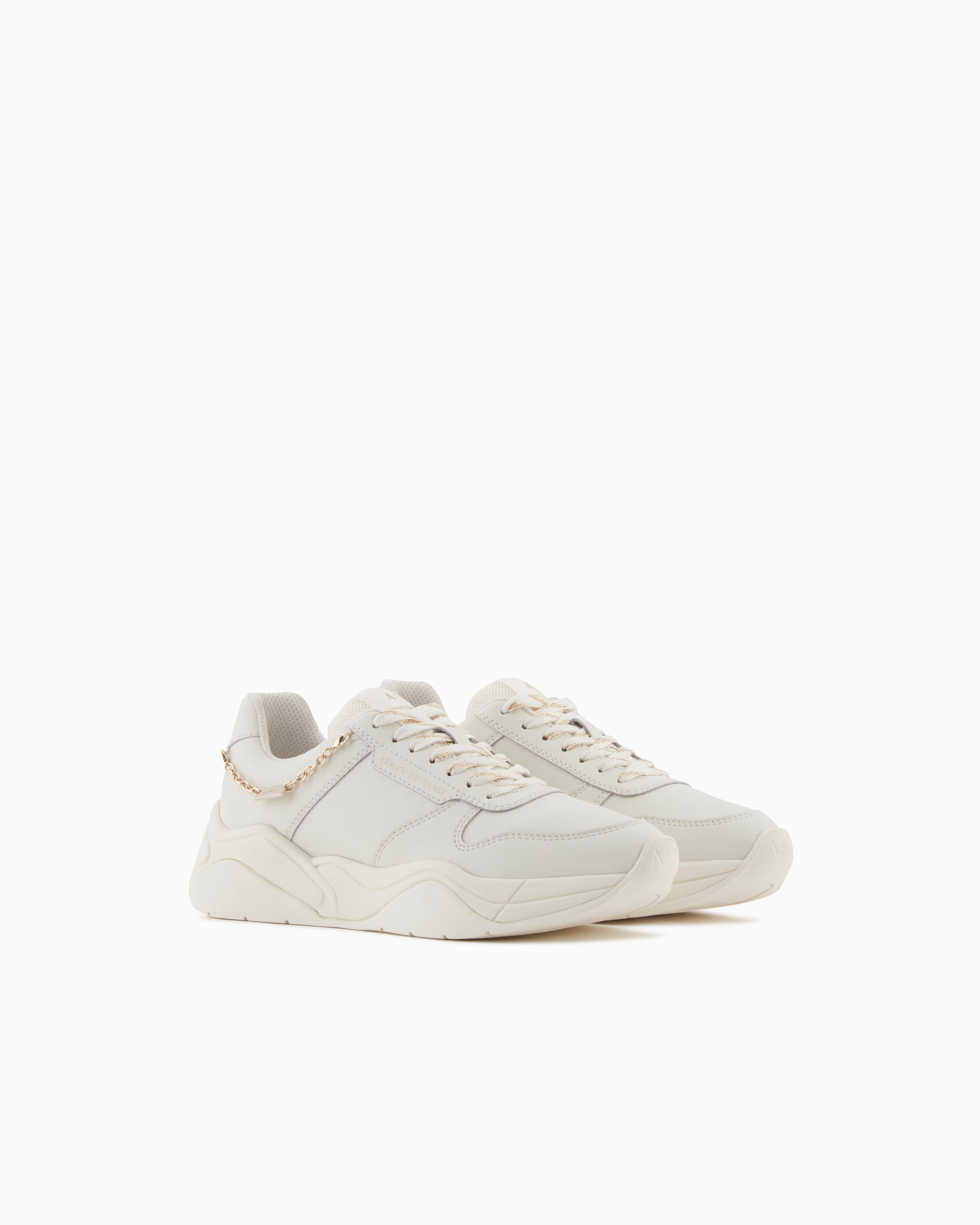 Armani Exchange Technical Fabric Sneakers In White