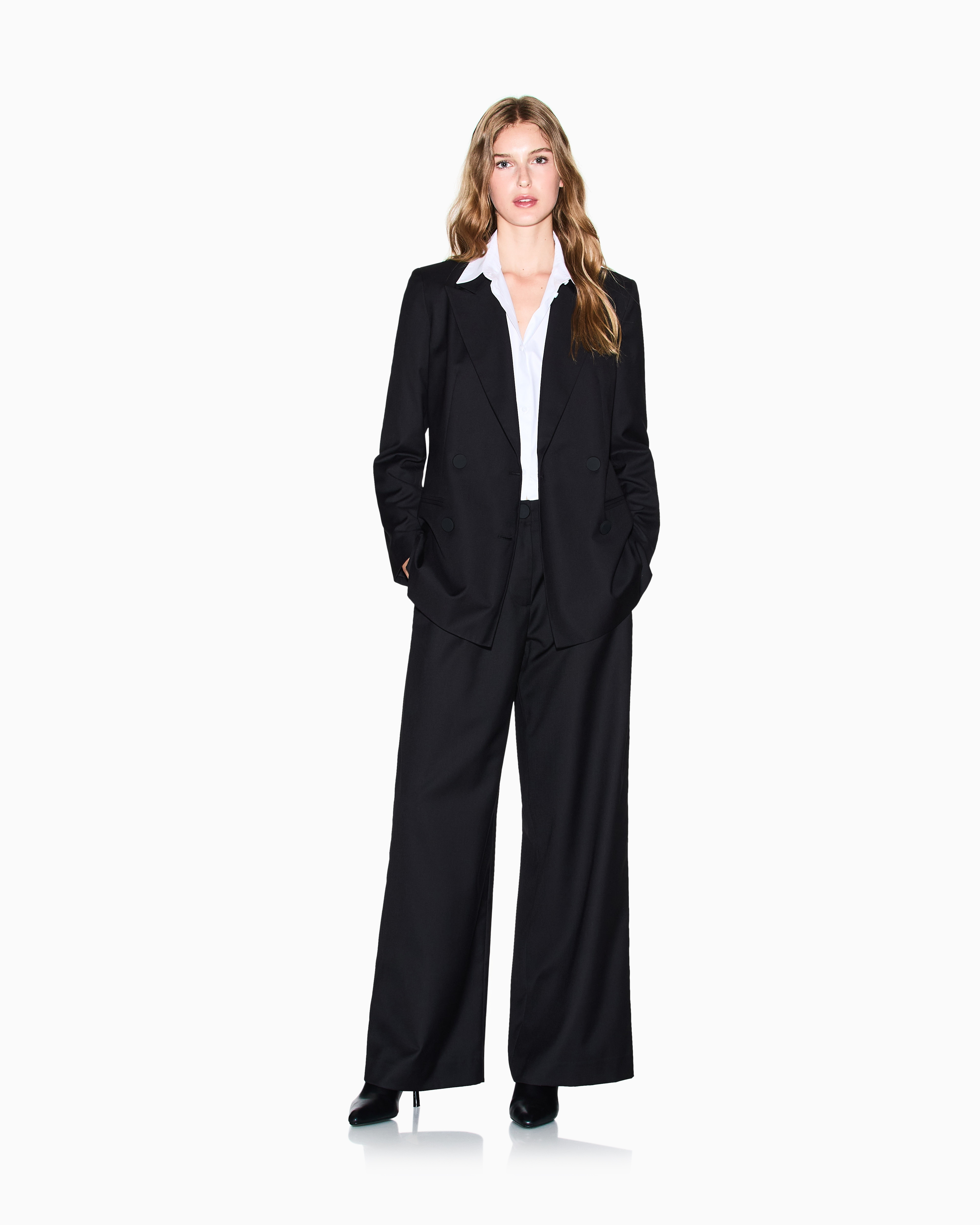 Armani Exchange - ASV fabric double-breasted jacket, Woman, Black, Size: