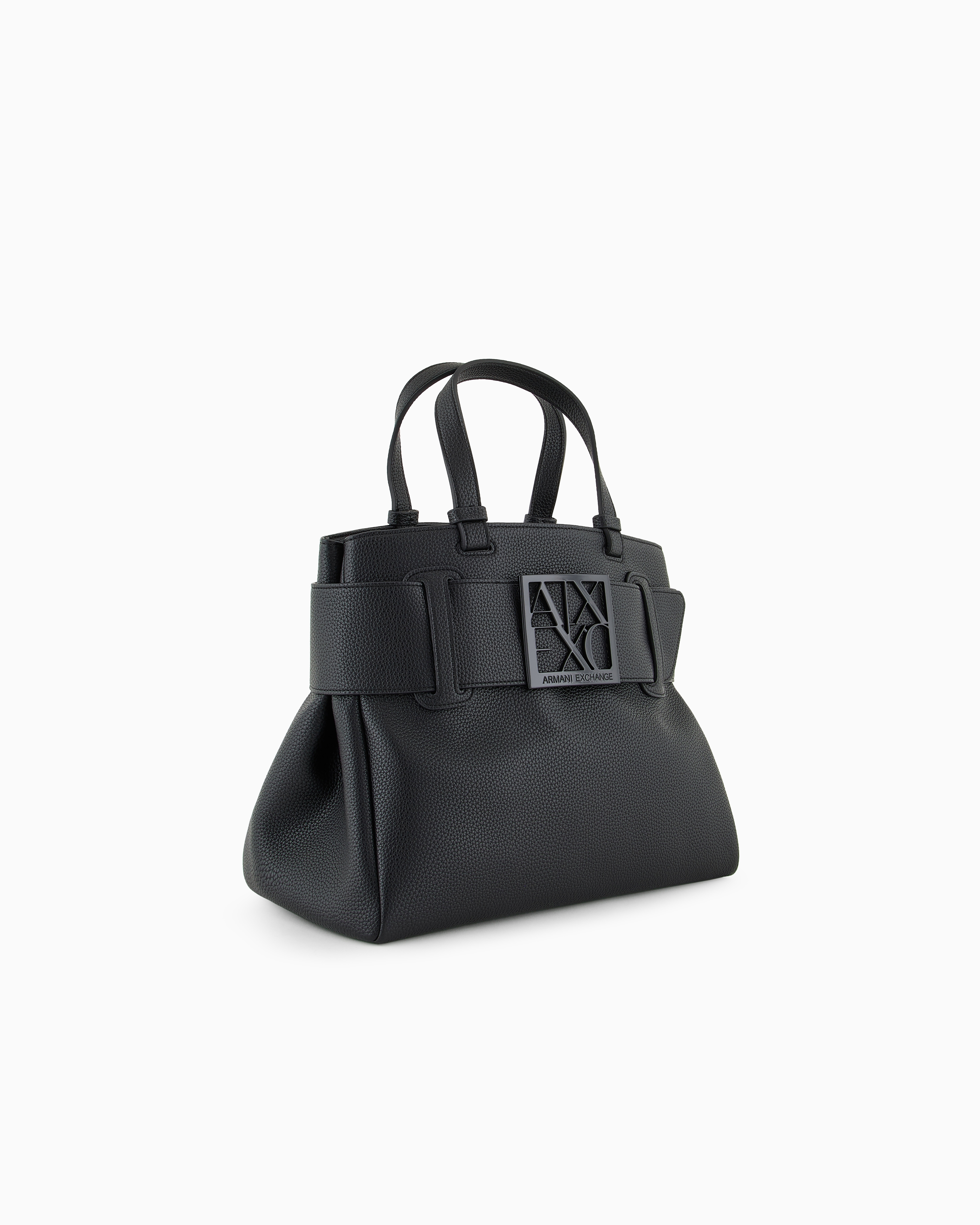 Armani Exchange - Handbag with ASV logo detail, Woman, Black, Size: TU