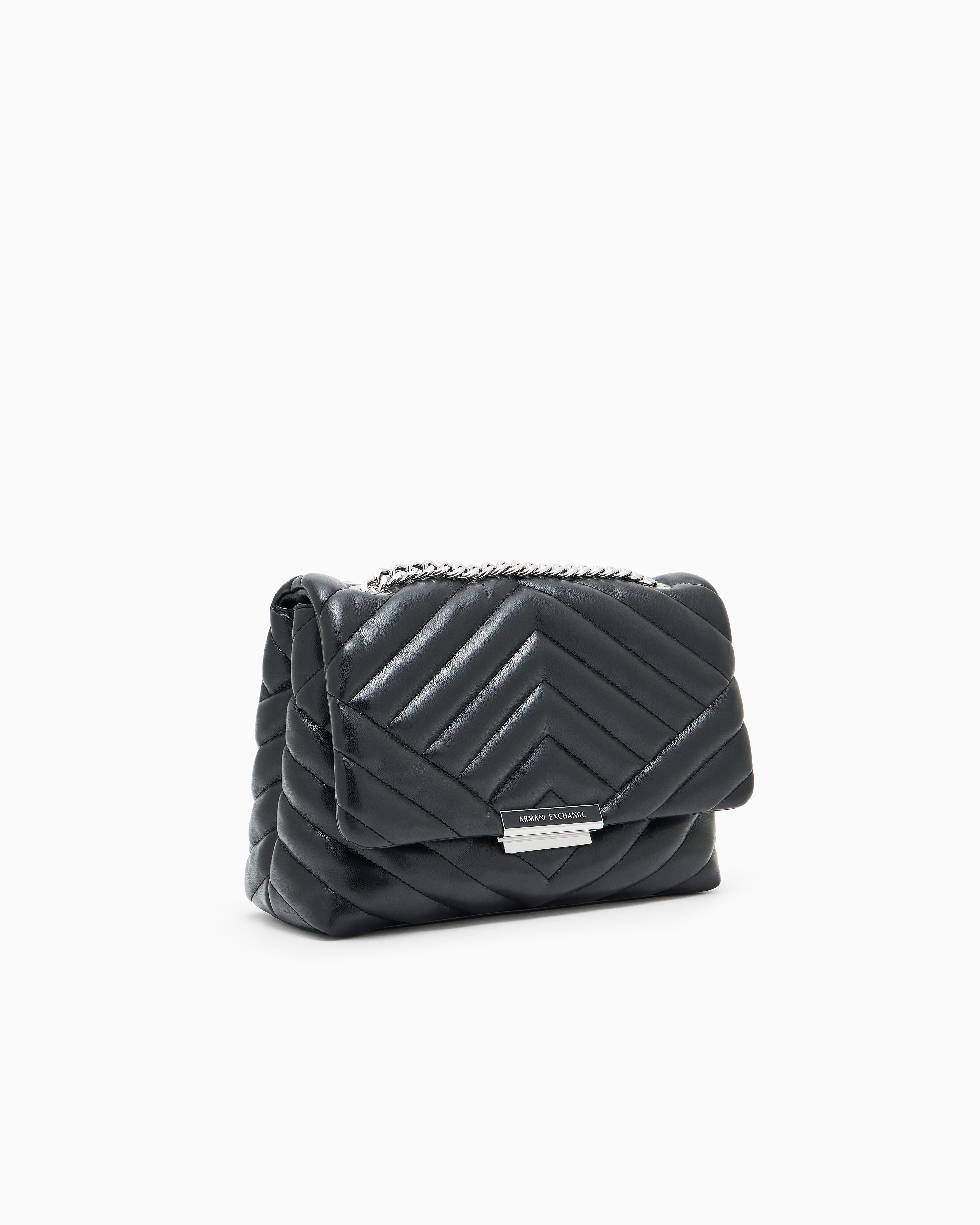 Armani Exchange - Shoulder bag in quilted material with metal details, Woman, Black, Size: TU