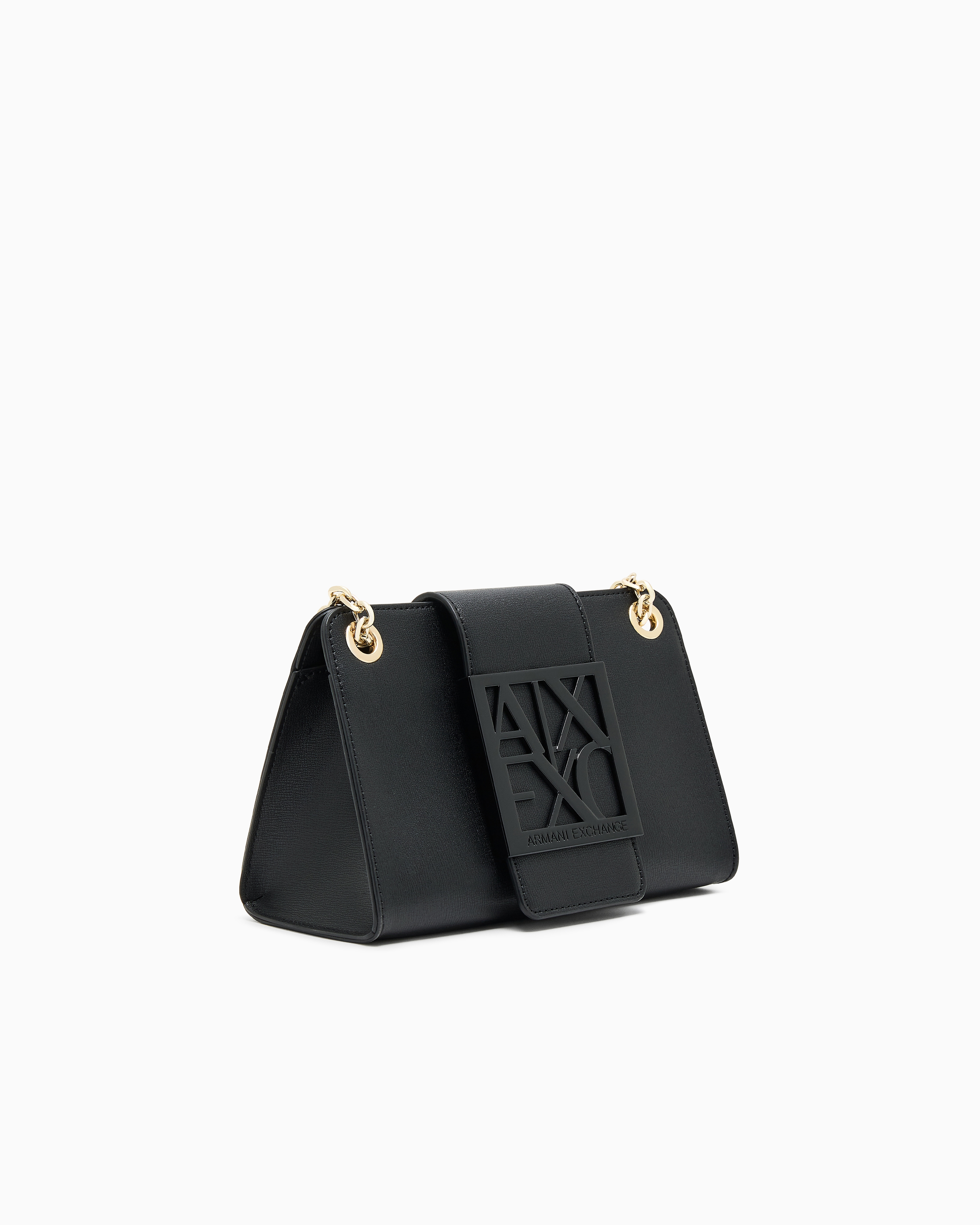 Armani Exchange - Small shoulder bag with shaped logo, Woman, Black, Size: TU