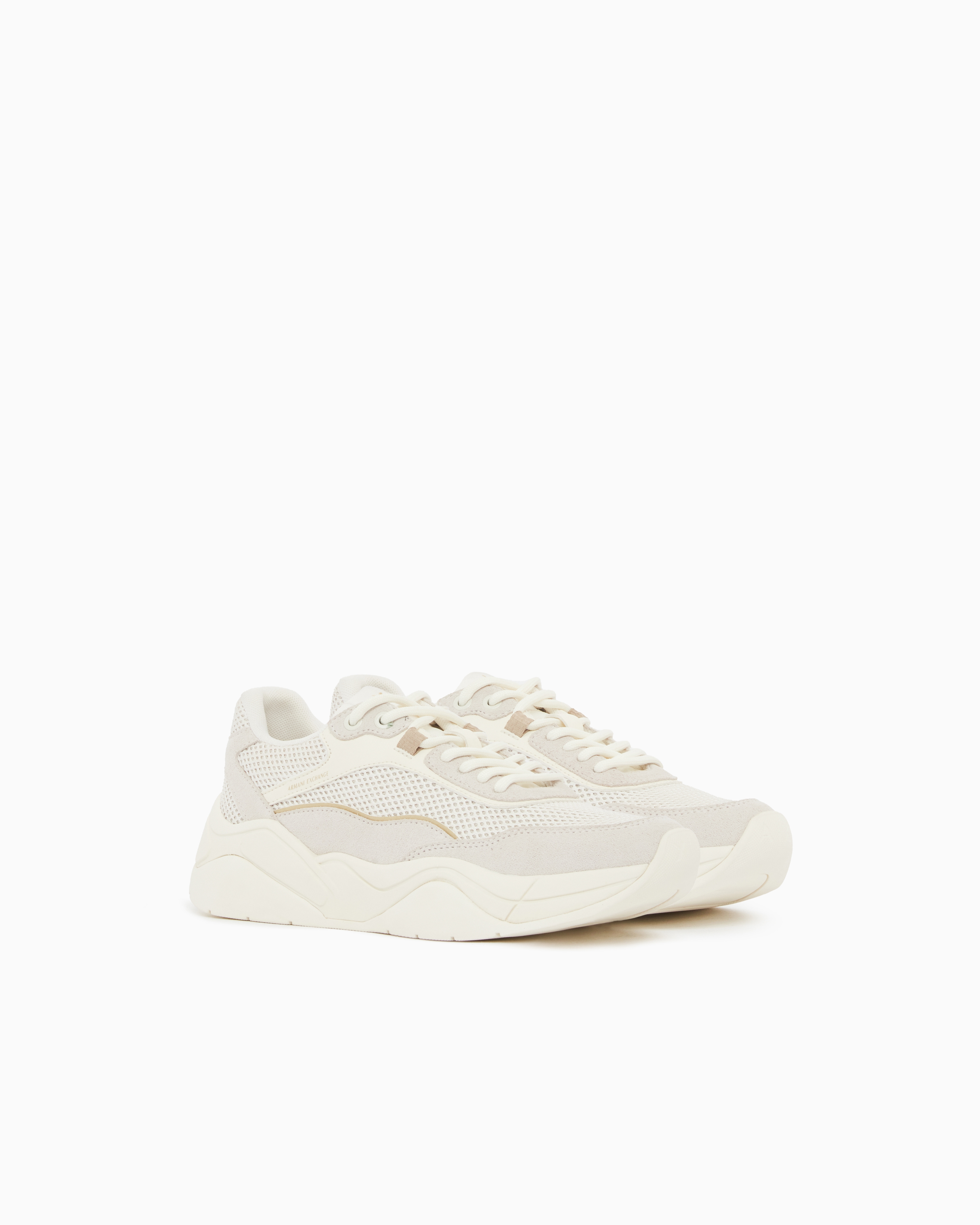 Armani Exchange Technical Fabric Sneakers In White