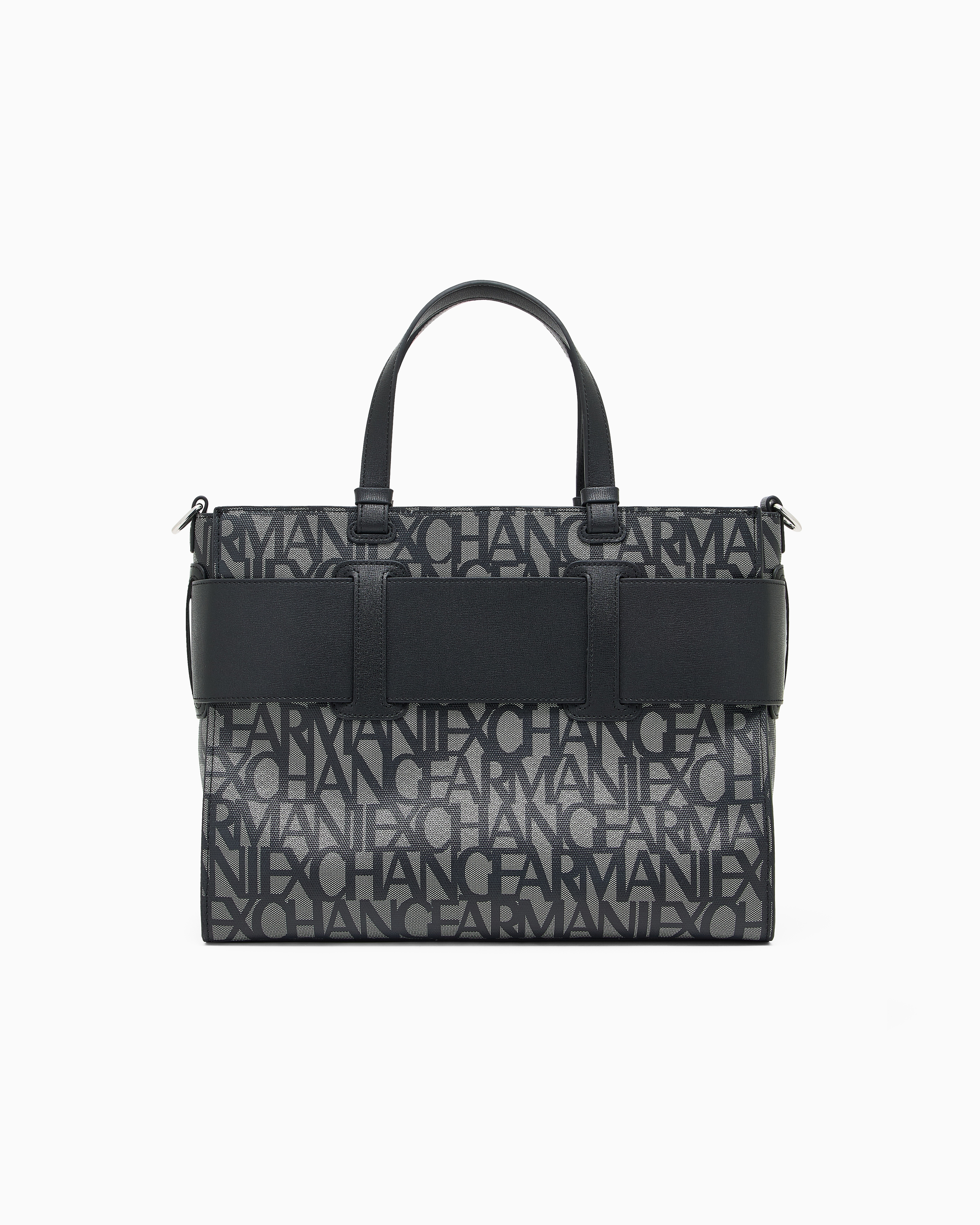 Armani Exchange - Large tote bag with double handles and shoulder strap, Woman, Black, Size: TU