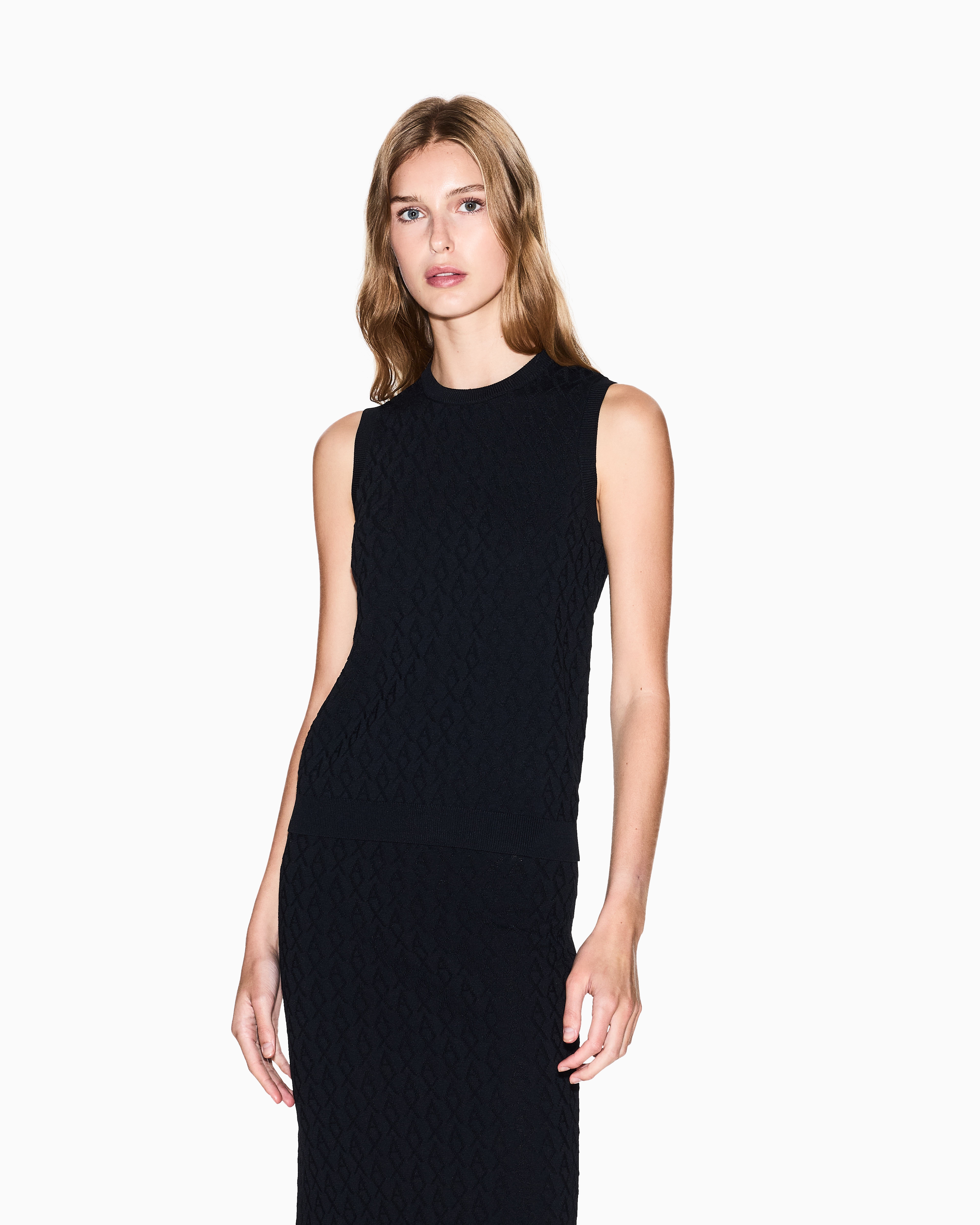 Armani Exchange - Top with allover logo, Woman, Black, Size: