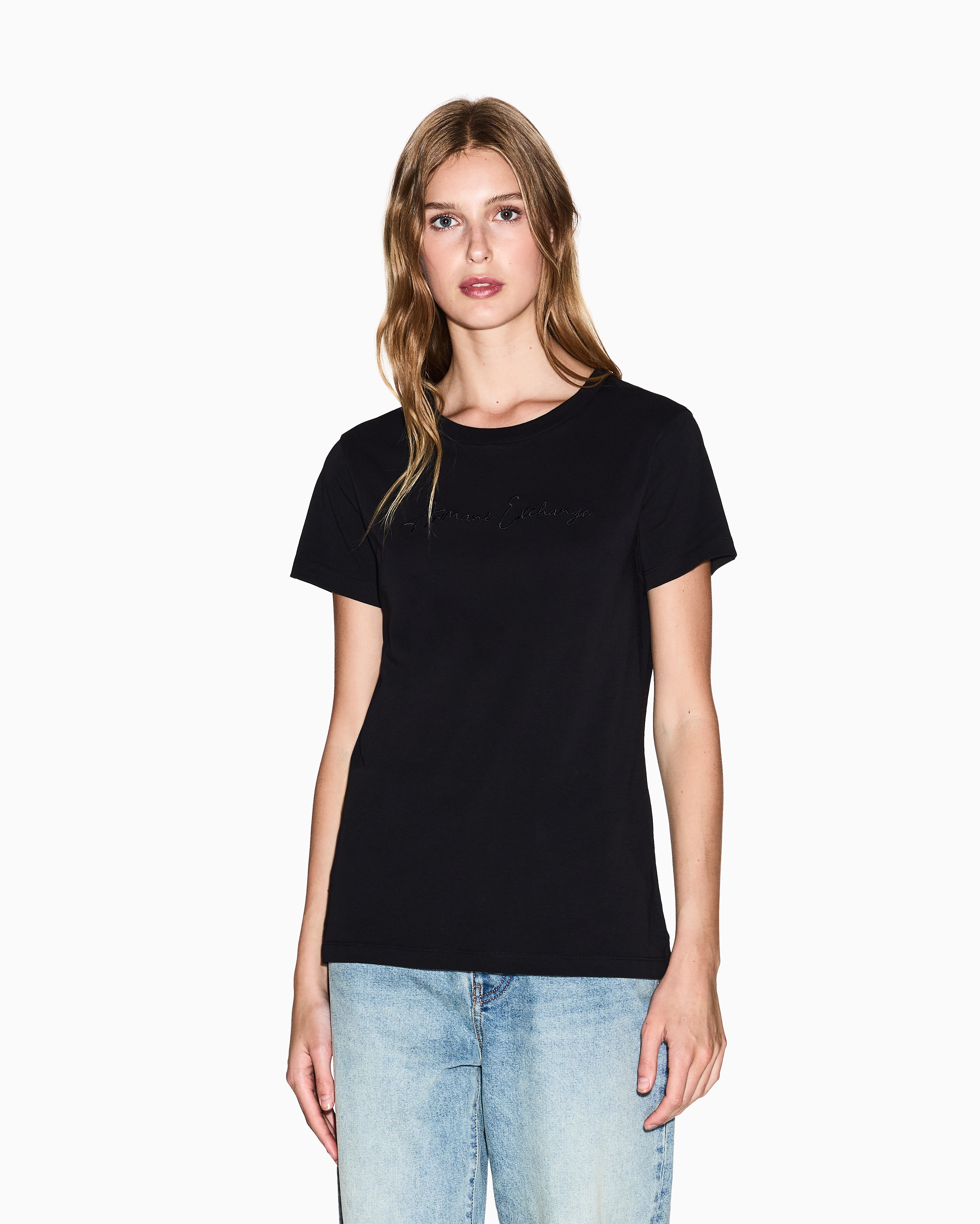Armani Exchange - Regular fit jersey t-shirt, Woman, Black, Size: