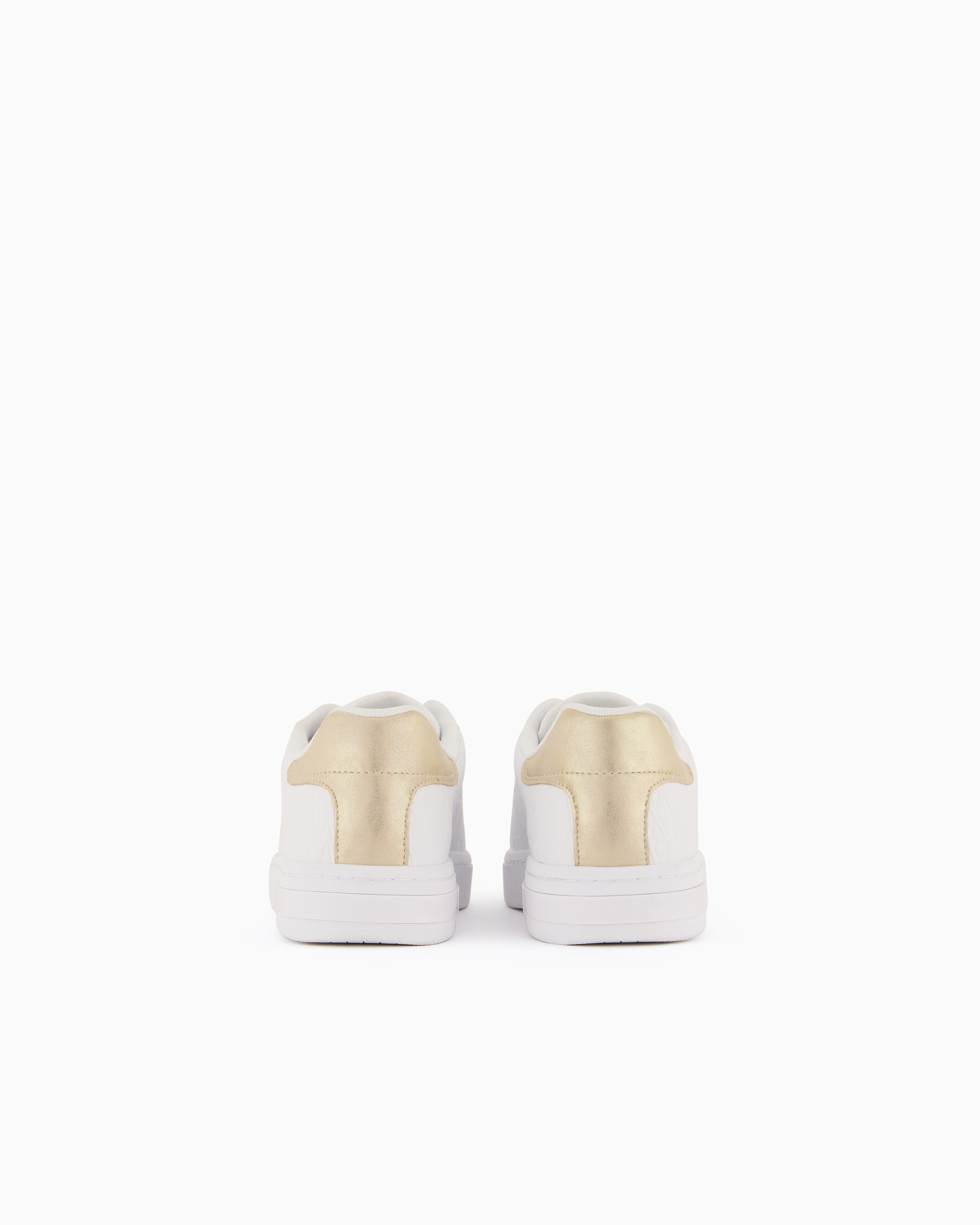 Armani Exchange - Sneakers with matching embroidered logo and metal detail, Woman, White, Size: