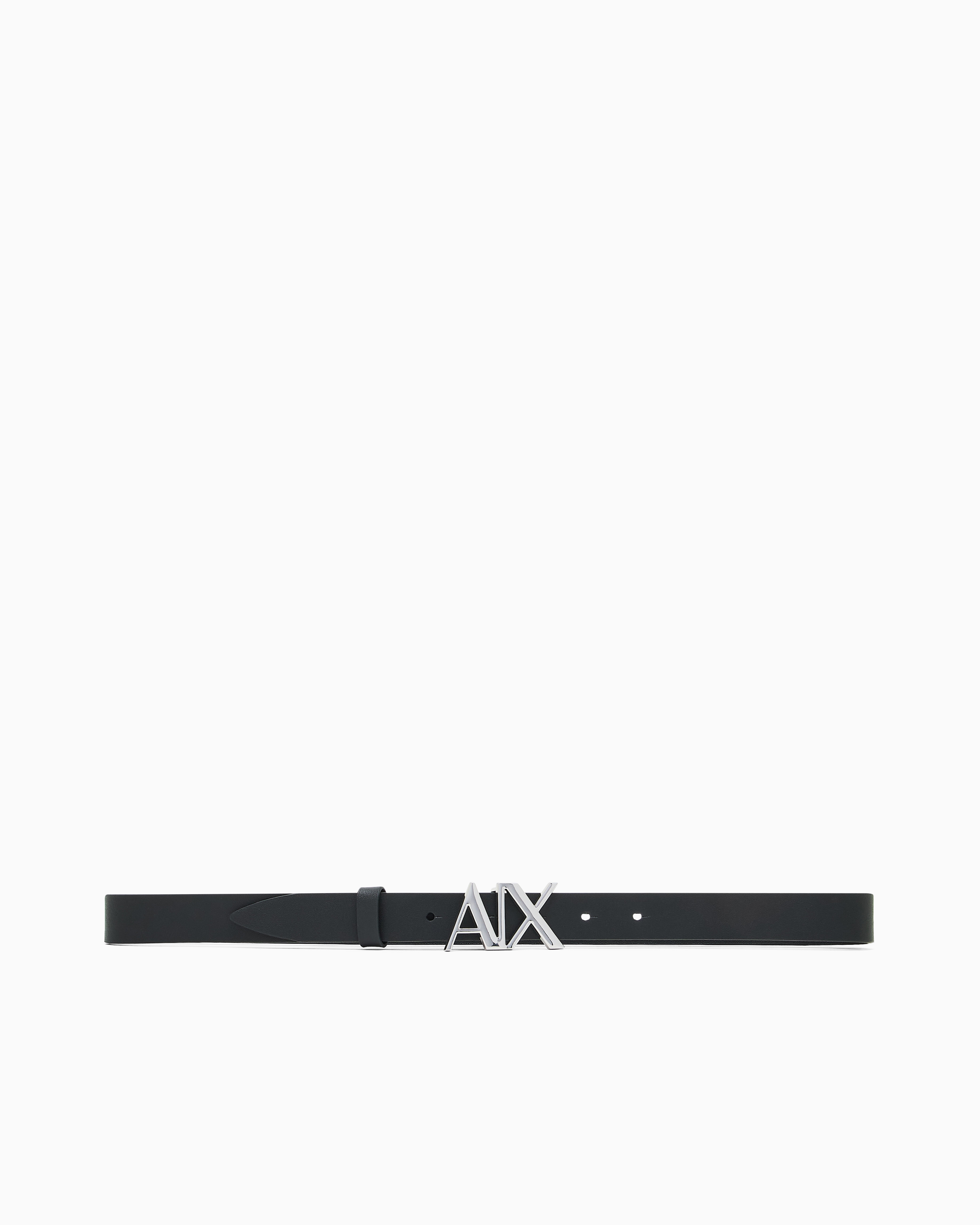 Armani Exchange - Leather belt with logo, Woman, Black, Size: