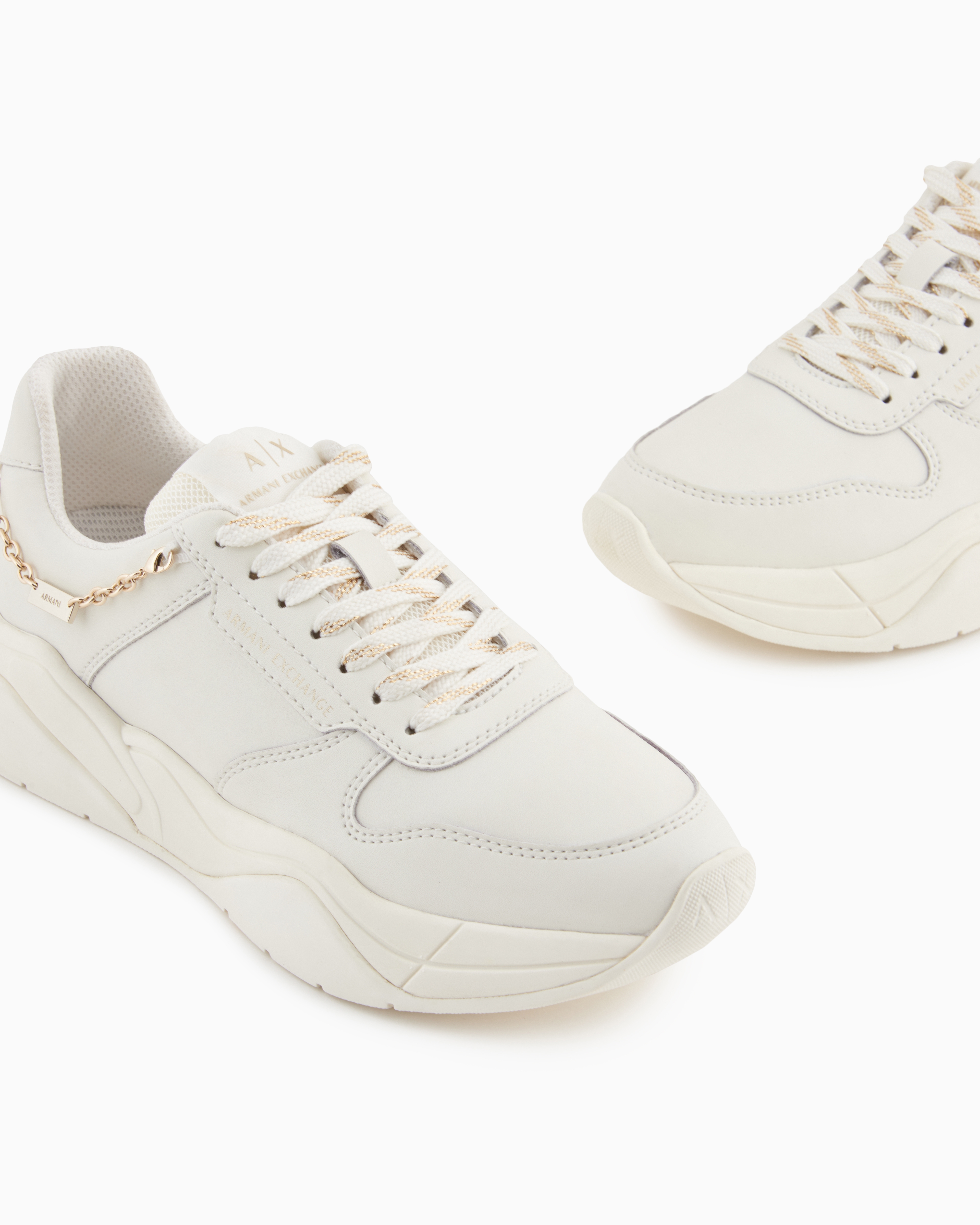 Armani Exchange Technical Fabric Sneakers In White