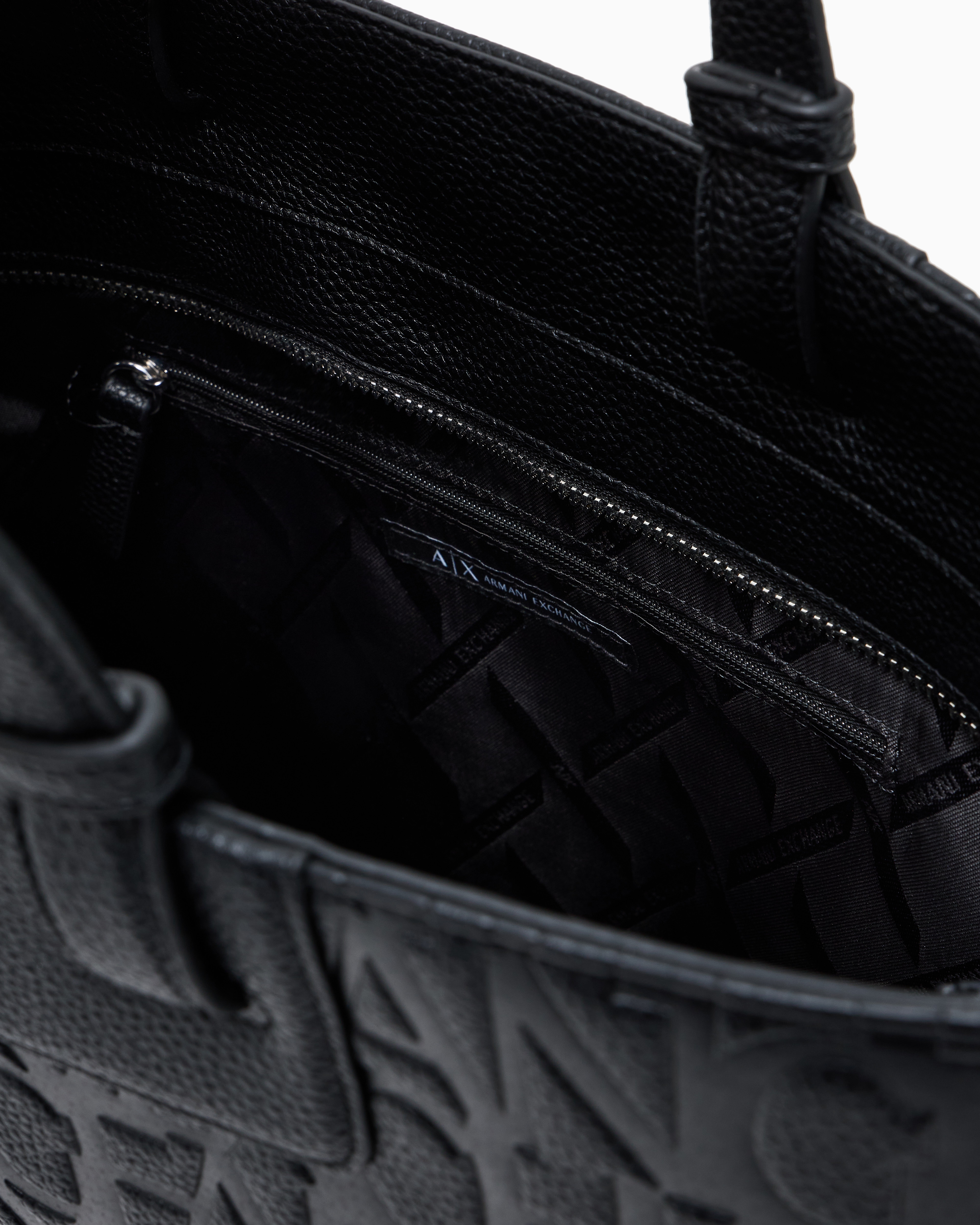 Armani Exchange - Shopper bag with allover logo, Woman, Black, Size: TU