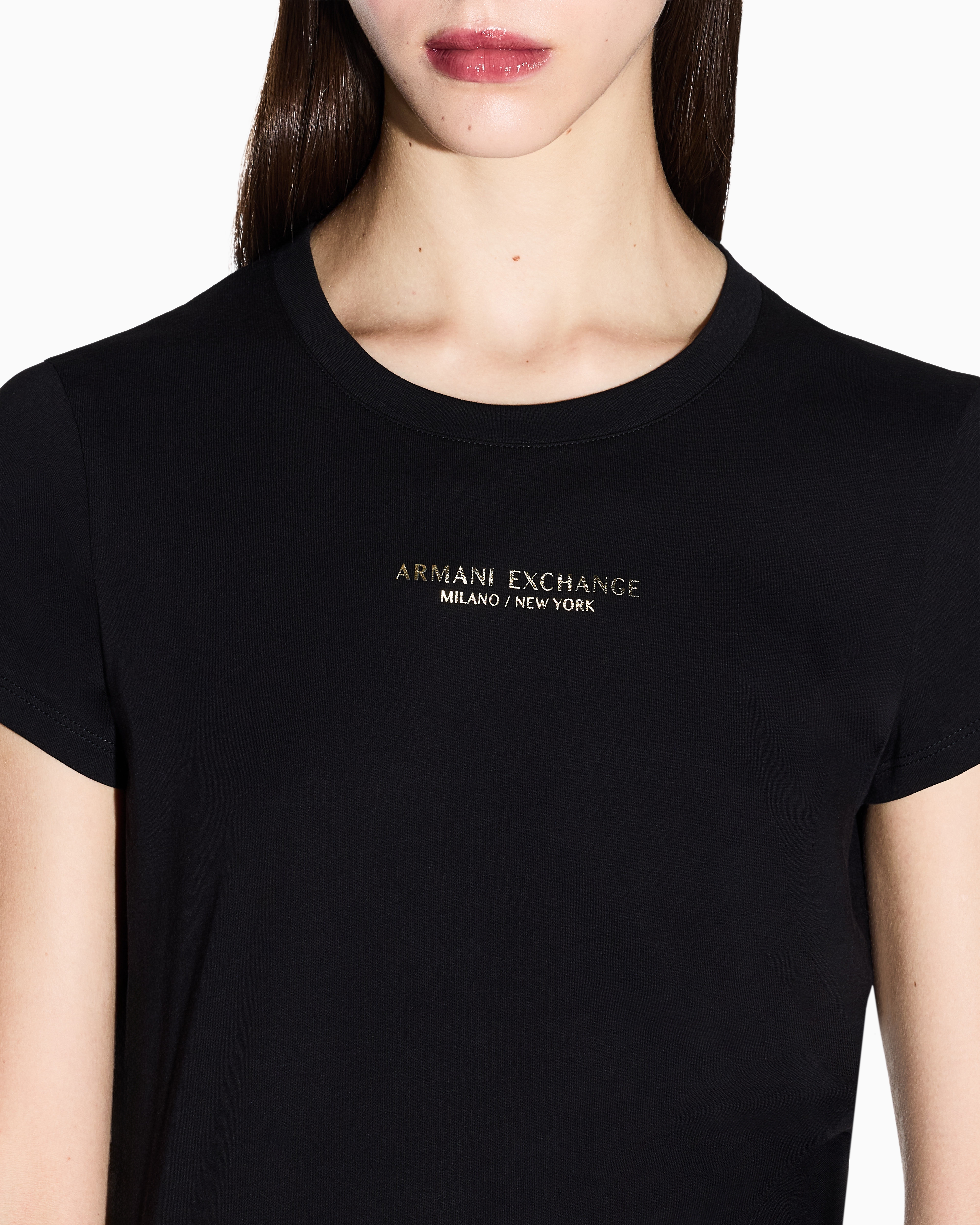 Armani Exchange - Slim Fit T-Shirts, Woman, Black, Size: