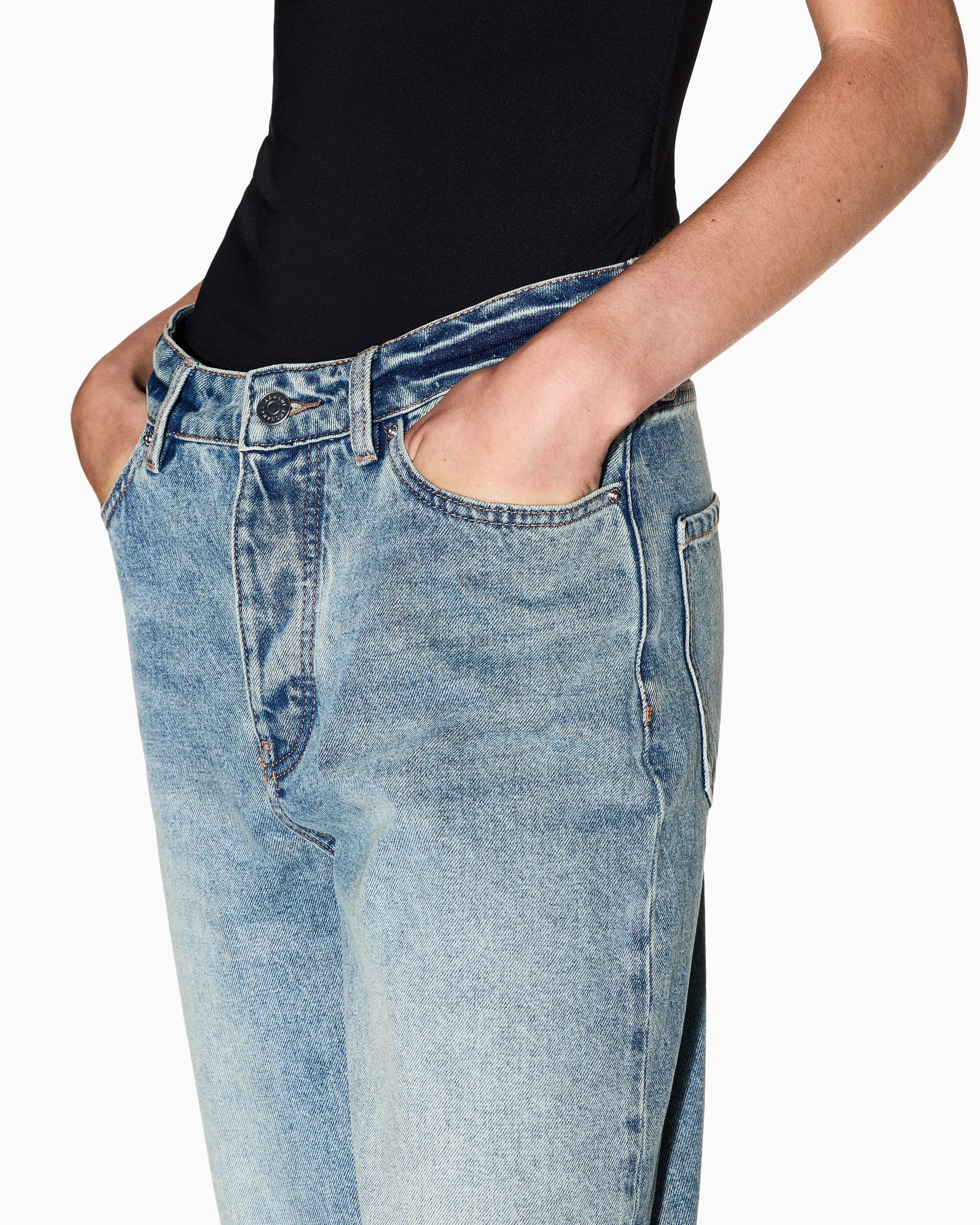 Armani Exchange - Tapered Jeans, Woman, Blue, Size: