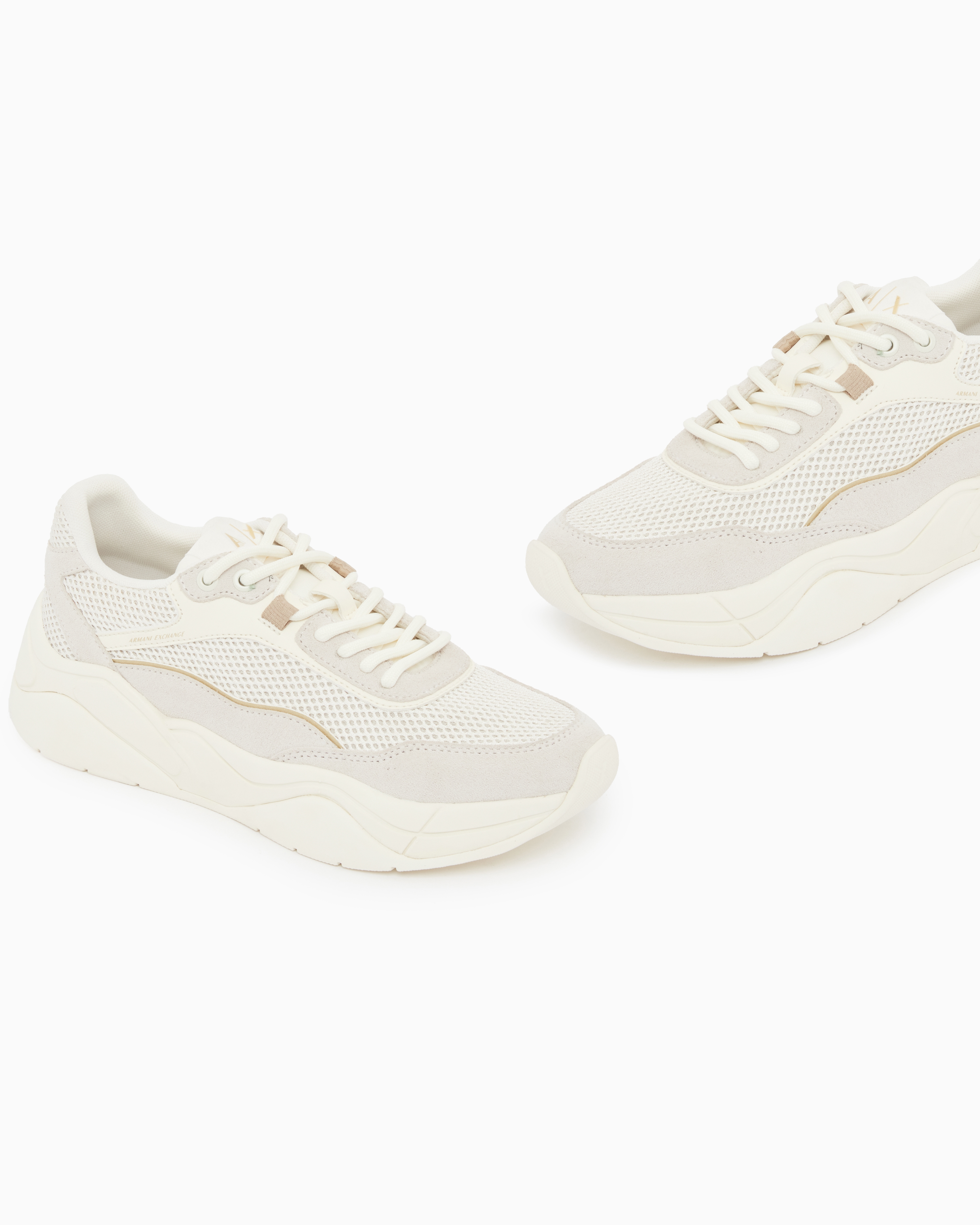 Armani Exchange Technical Fabric Sneakers In White