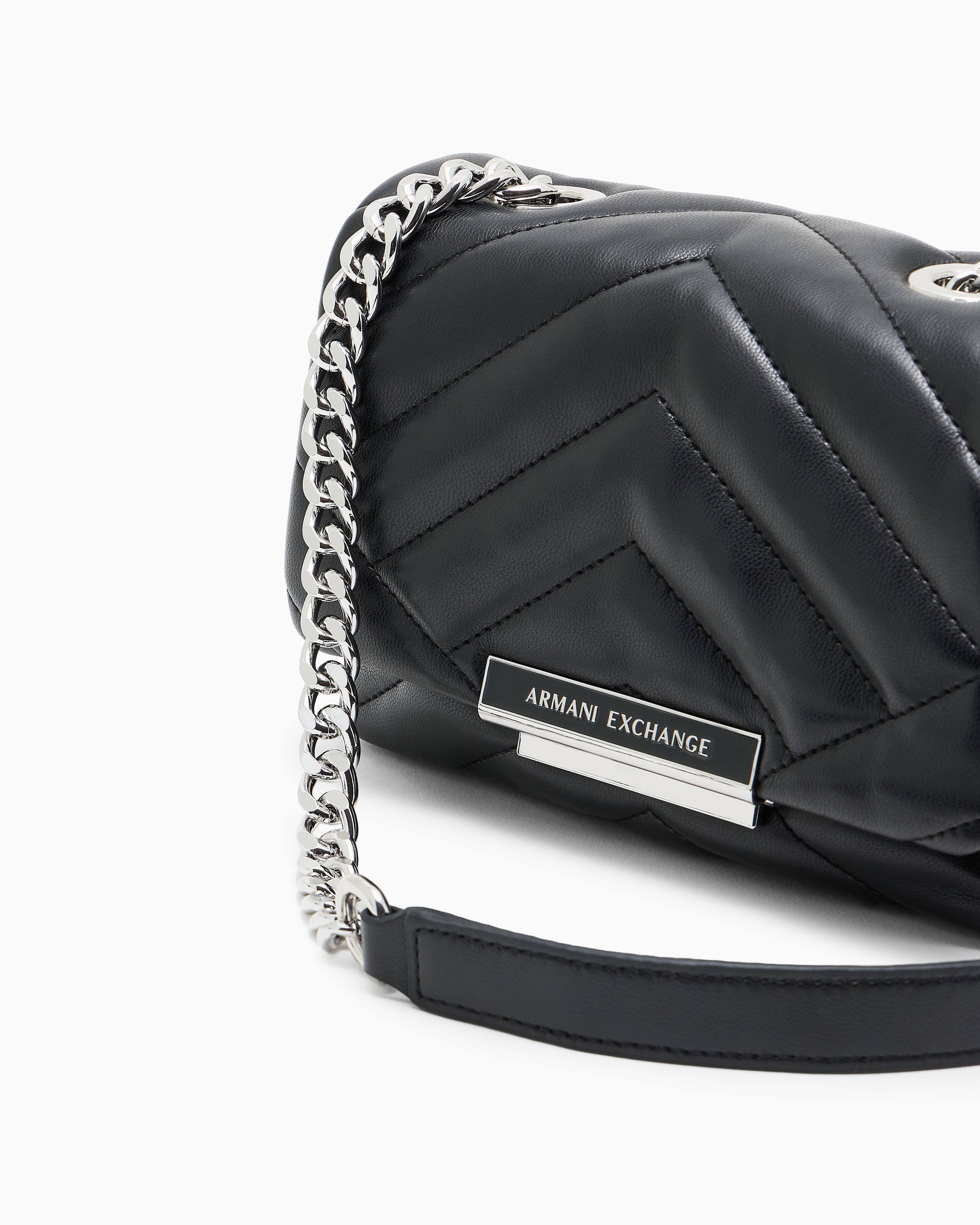 Armani Exchange - Small shoulder bag with quilted workmanship, Woman, Black, Size: TU