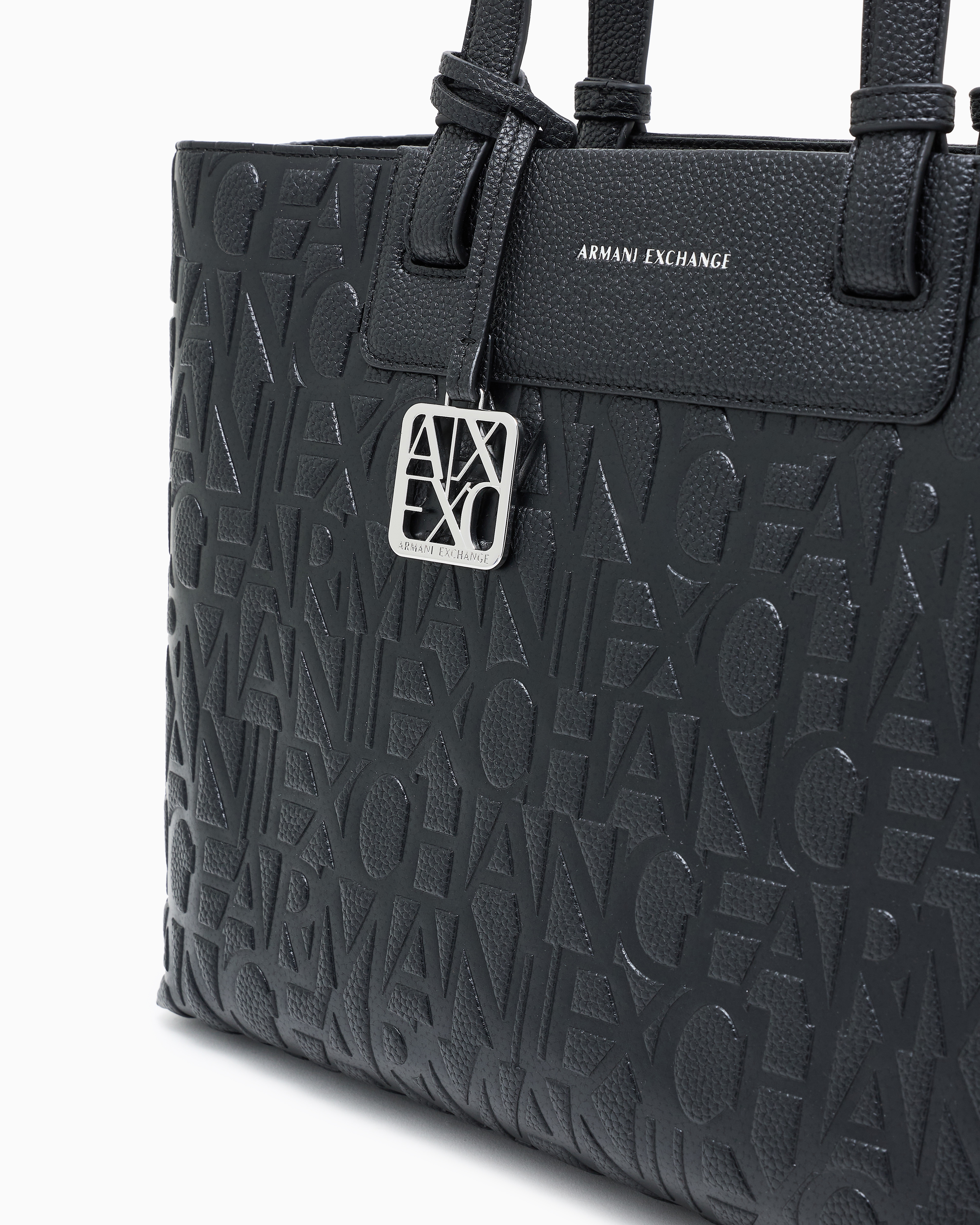 Armani Exchange - Shopper bag with allover logo, Woman, Black, Size: TU