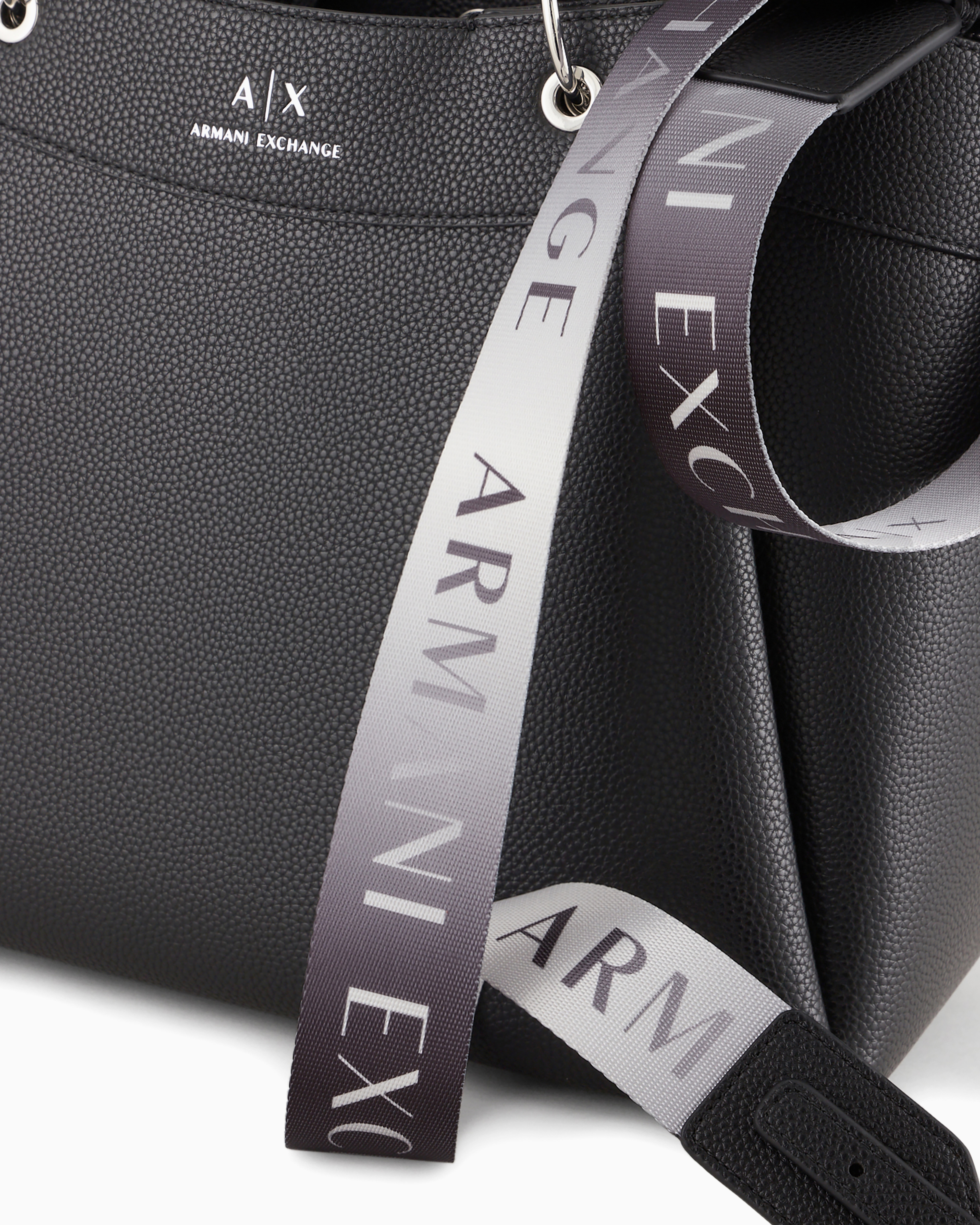 Armani Exchange - Large handbag with degradè shoulder strap, Woman, Black, Size: TU