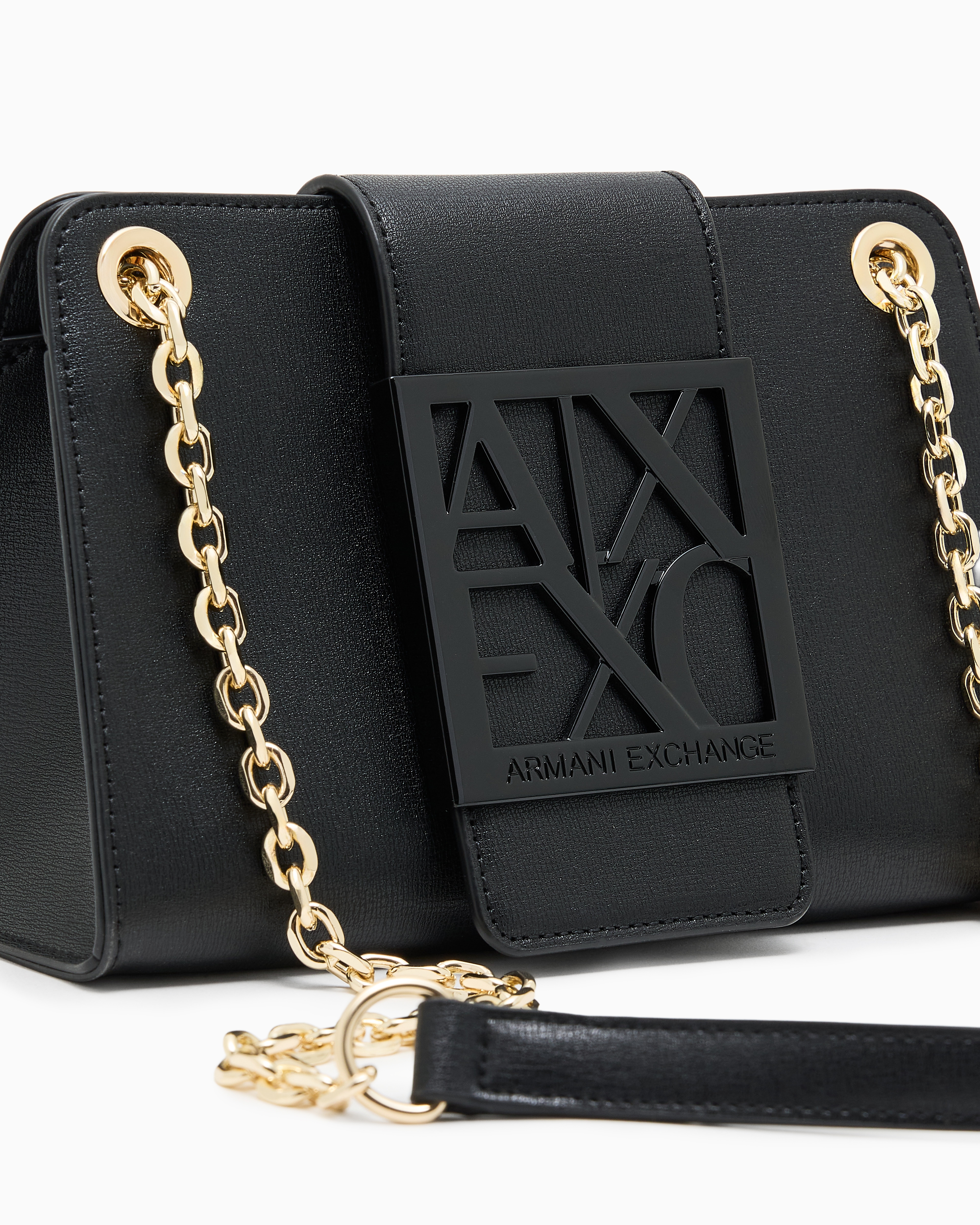 Armani Exchange - Small shoulder bag with shaped logo, Woman, Black, Size: TU