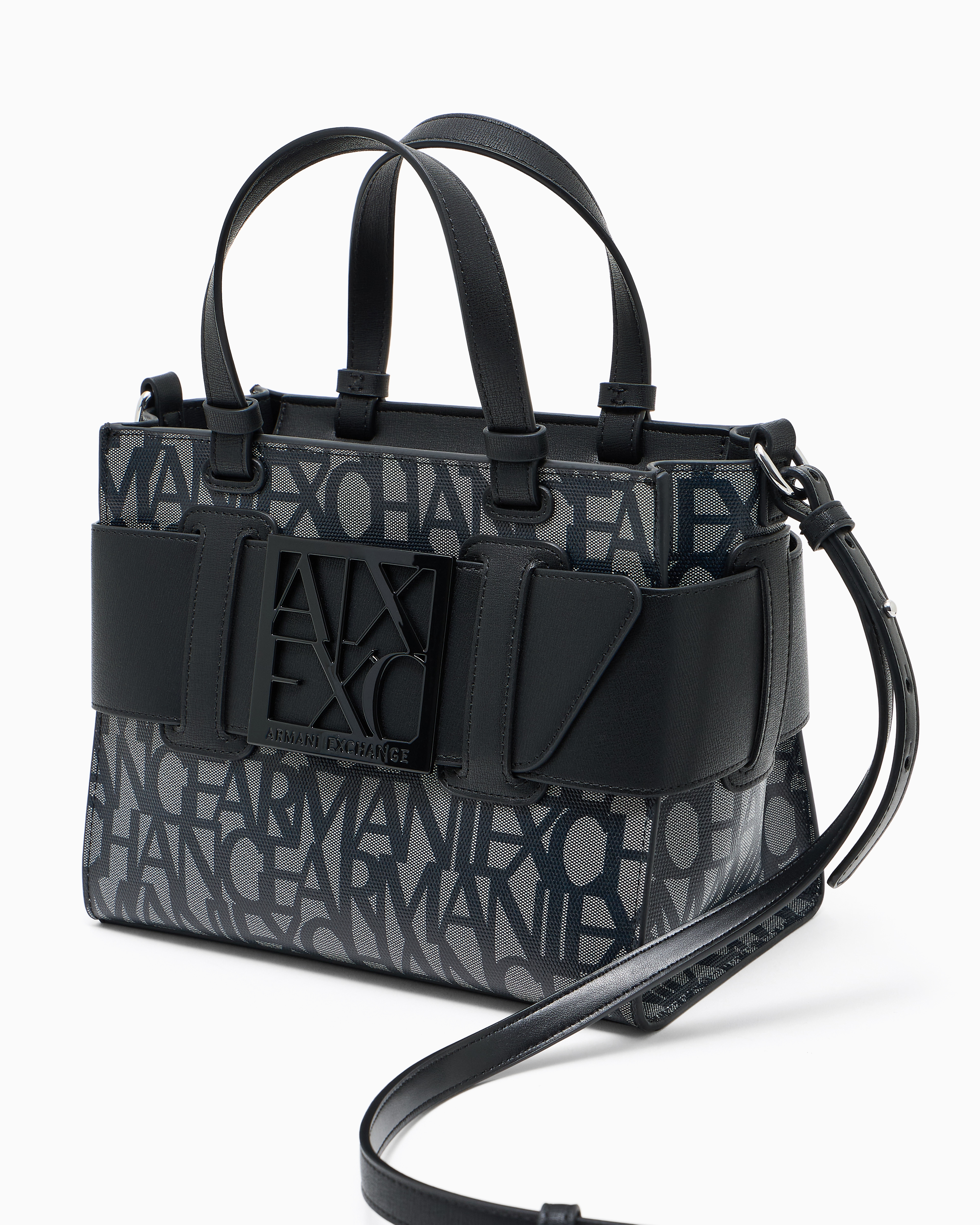 Armani Exchange - Medium tote bag with contrasting detail, Woman, Black, Size: TU