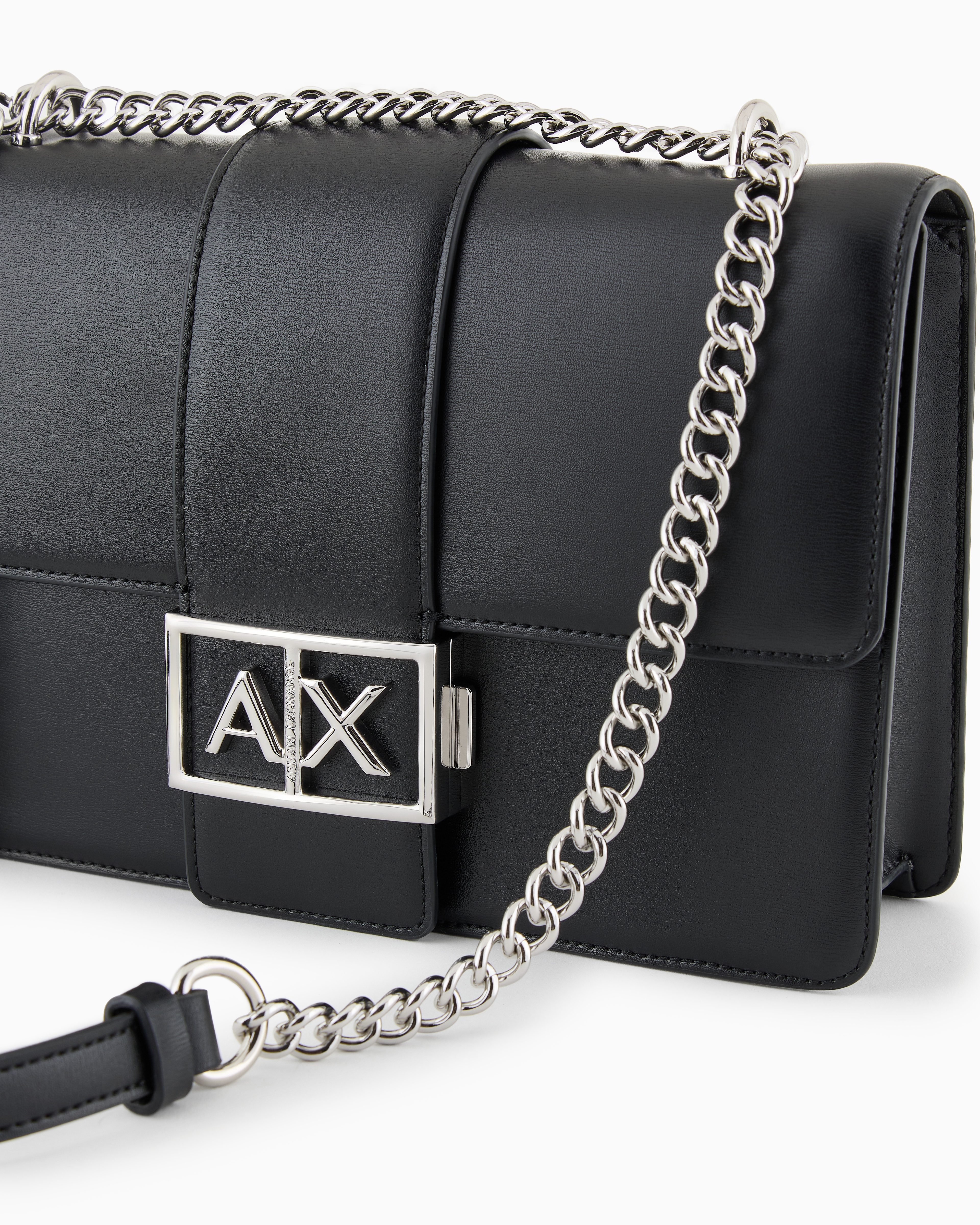 Armani Exchange - Shoulder bag with metal logo, Woman, Black, Size: TU