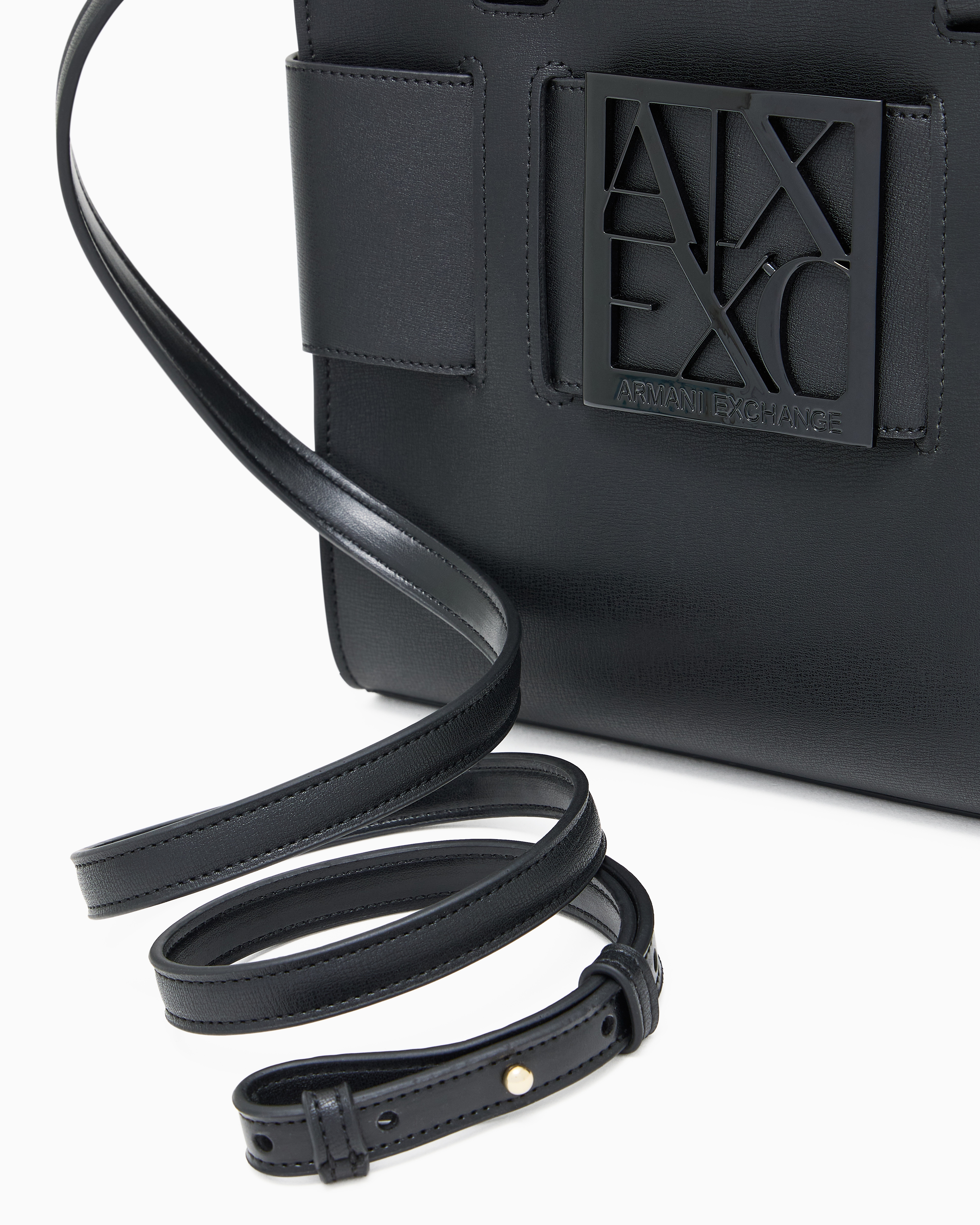Armani Exchange - Medium tote bag with double handles and shoulder strap, Woman, Black, Size: TU