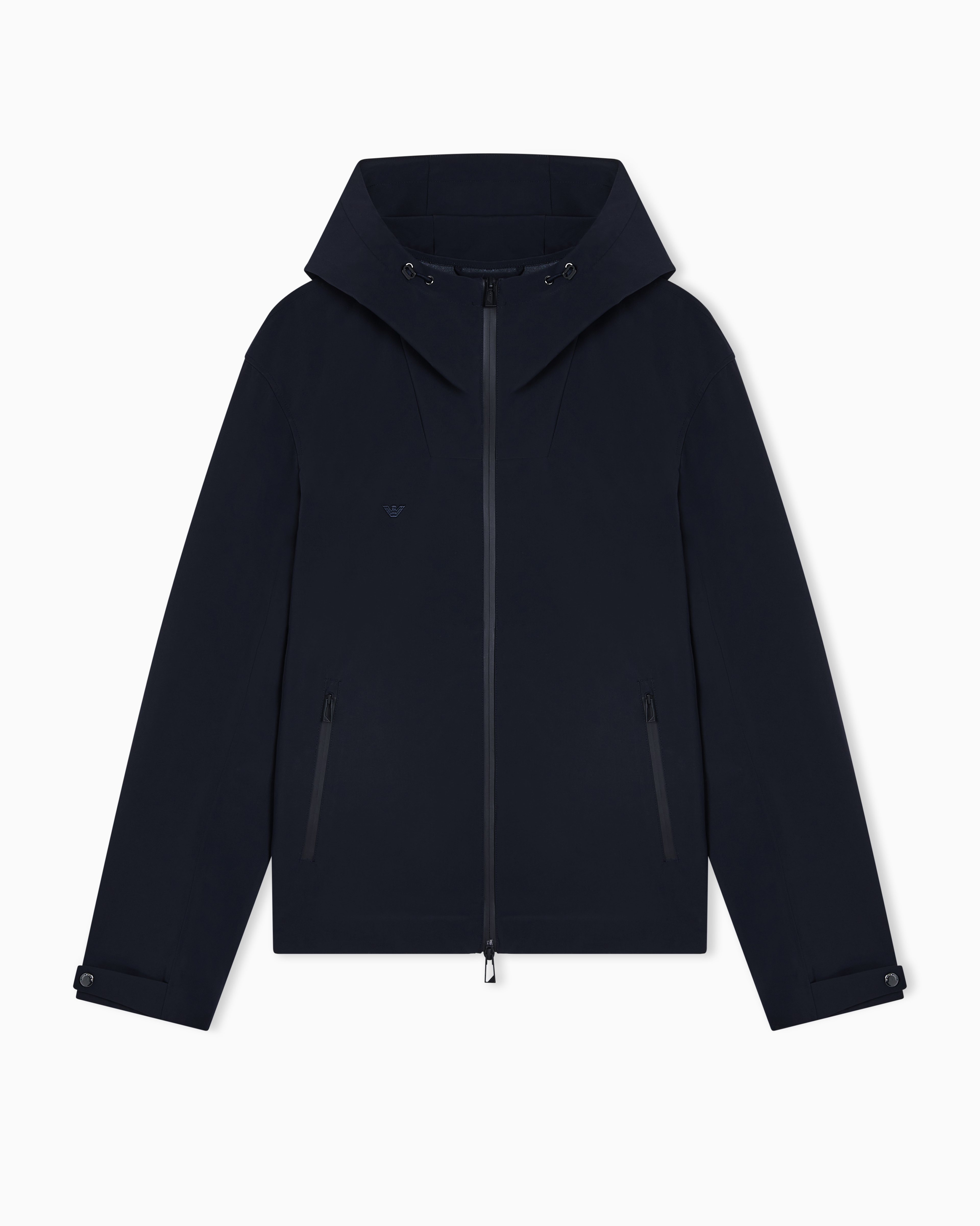 Emporio Armani Men's Navy Blue Nylon Blouson With Hood And Heat-Taped Zips