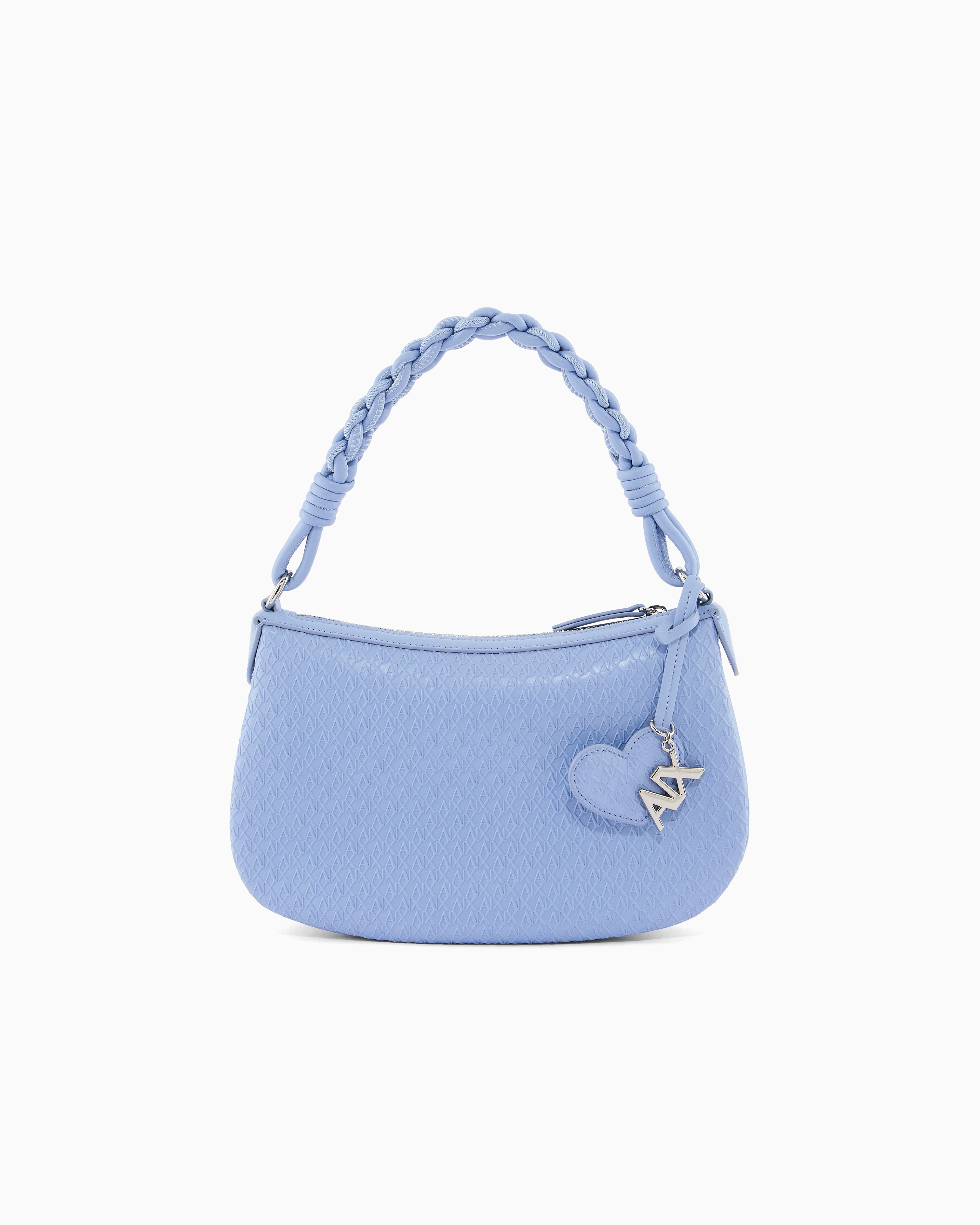 Armani Exchange Light Blue Mini Shoulder Bag In Smooth Fabric