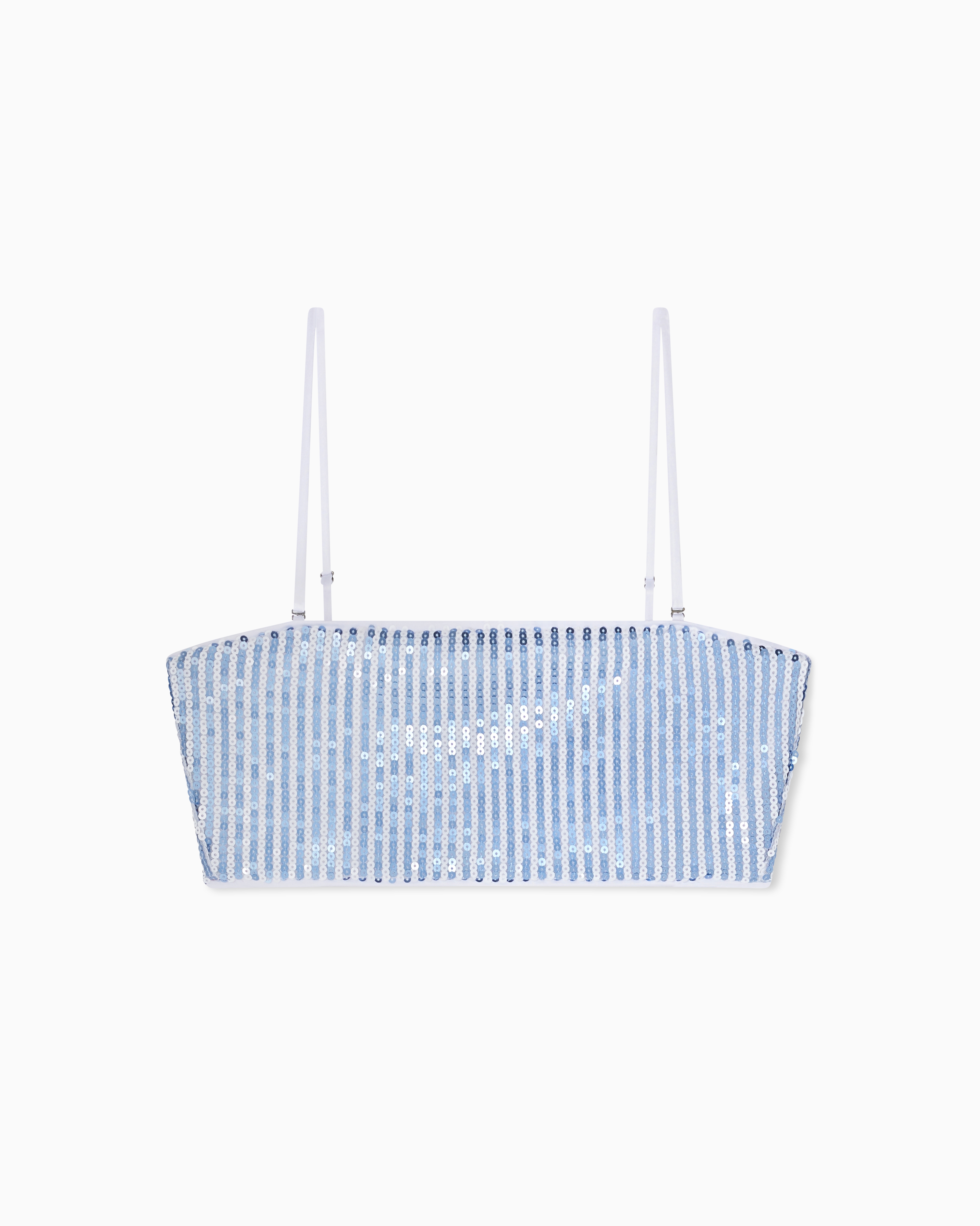 Armani Exchange Light Blue Bright Striped Sequin Mesh Top
