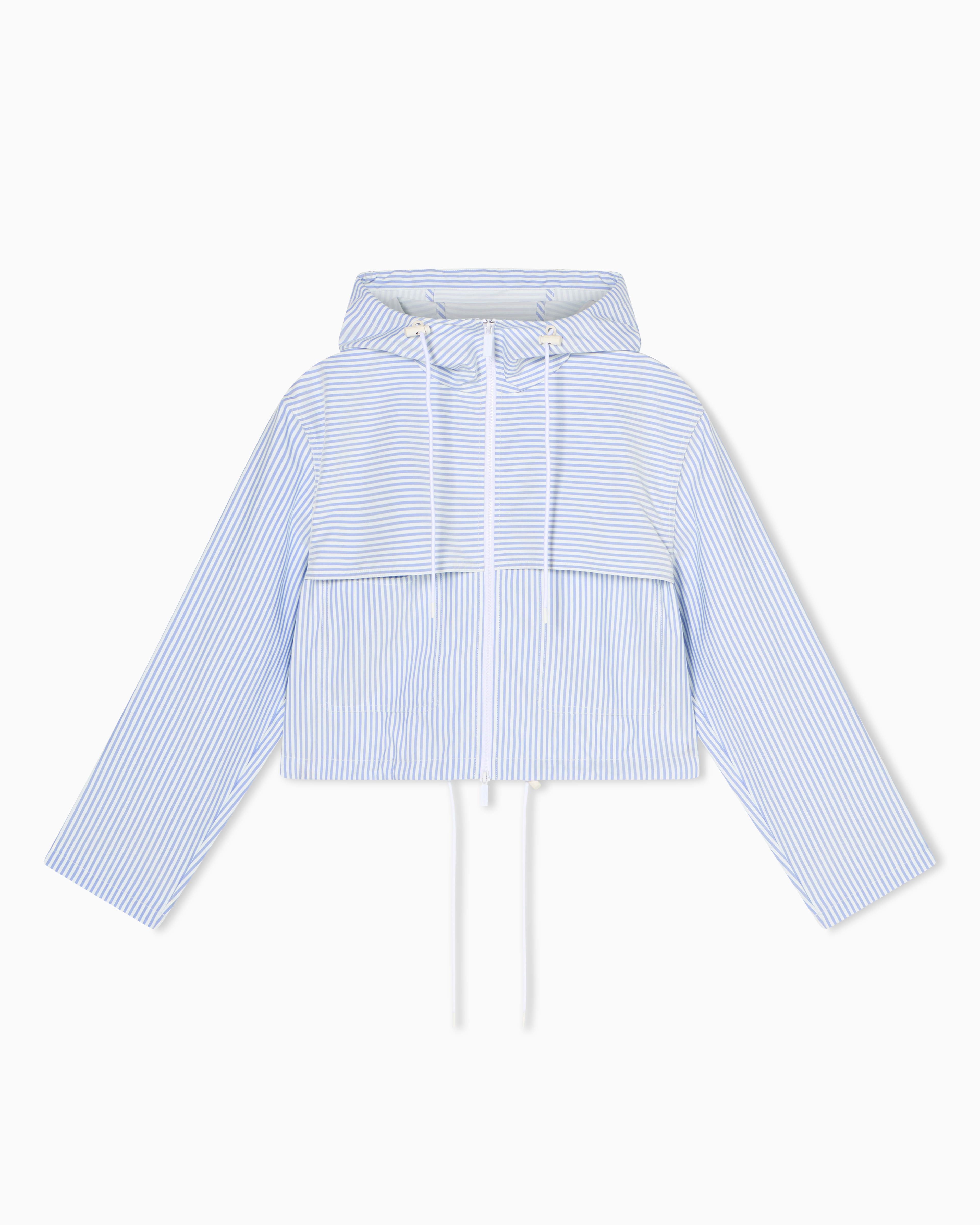 Armani Exchange Light Blue Oversize Vertical Striped Blouson