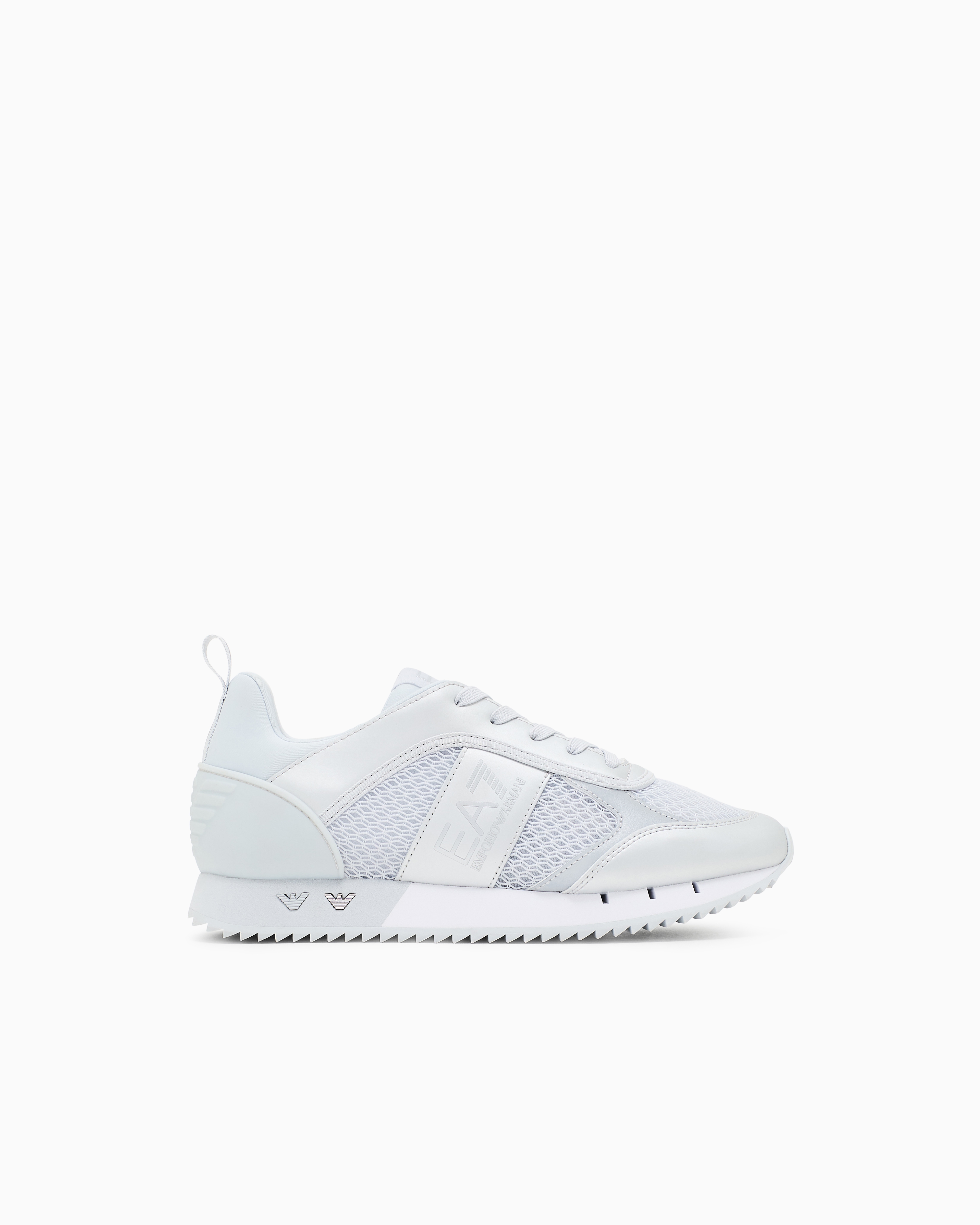 Ea7 Black And White Laces Sneakers In Silver