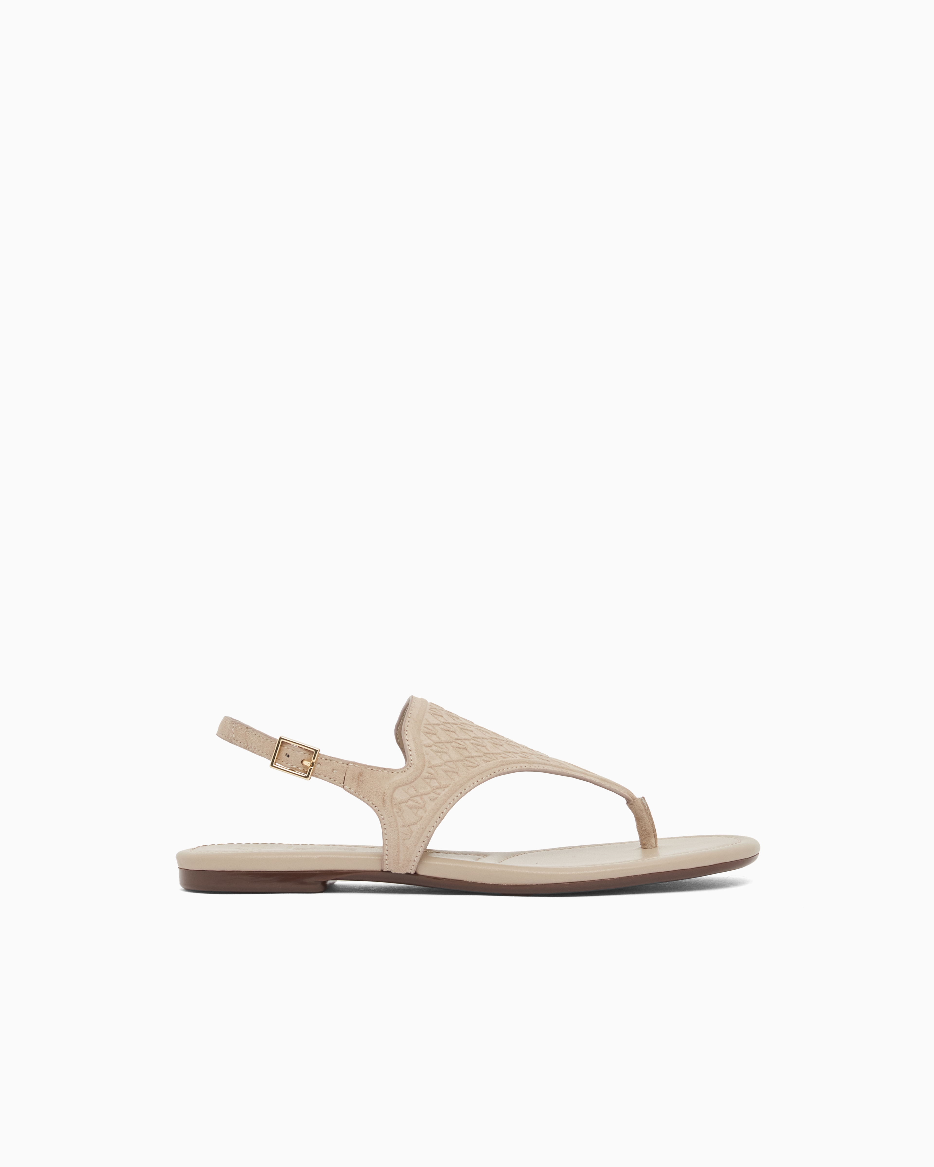 Armani Exchange Beige Microsuede Sandals With Embossed Logo