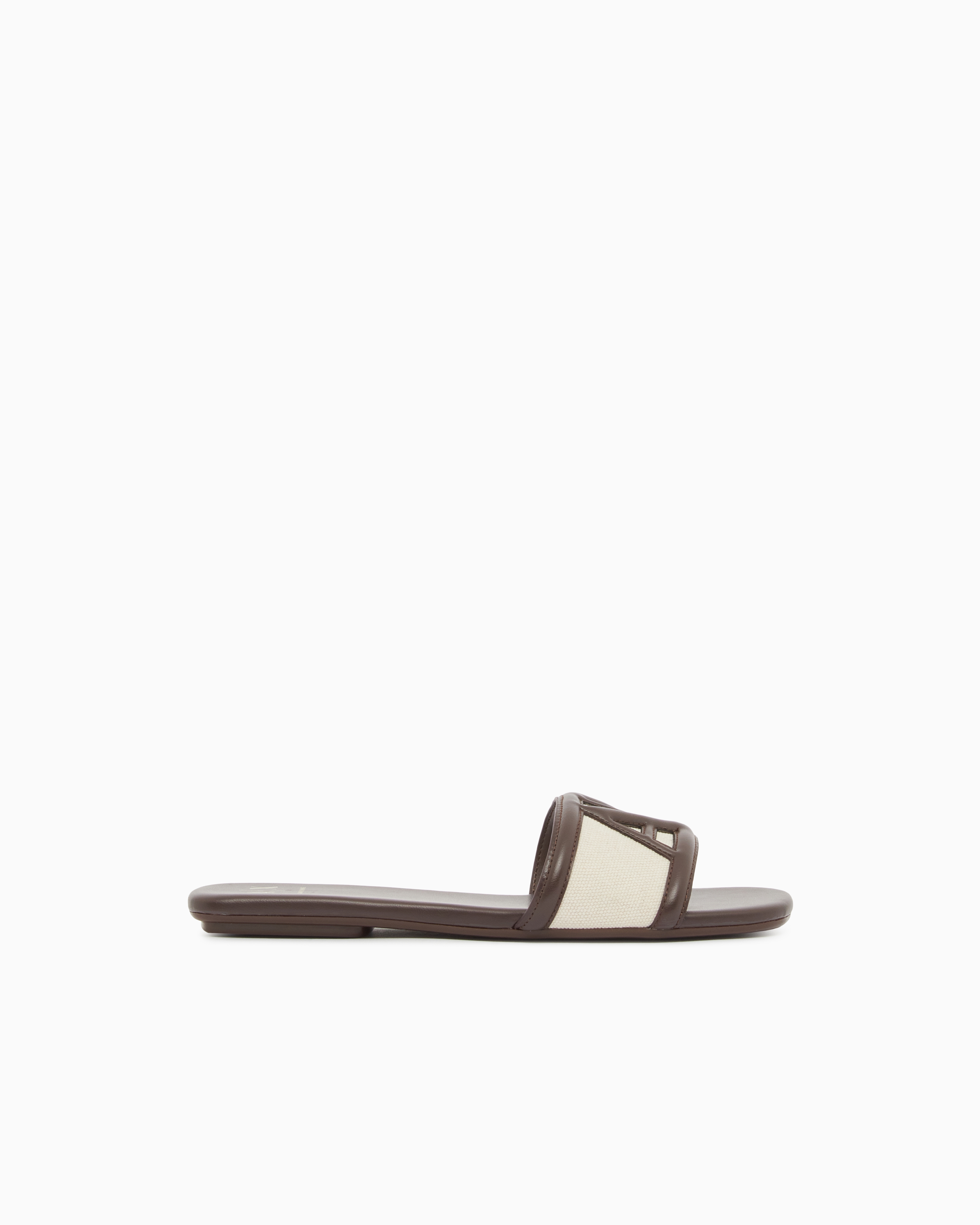 Armani Exchange Brown Flat Sandals In Canvas And With Logo