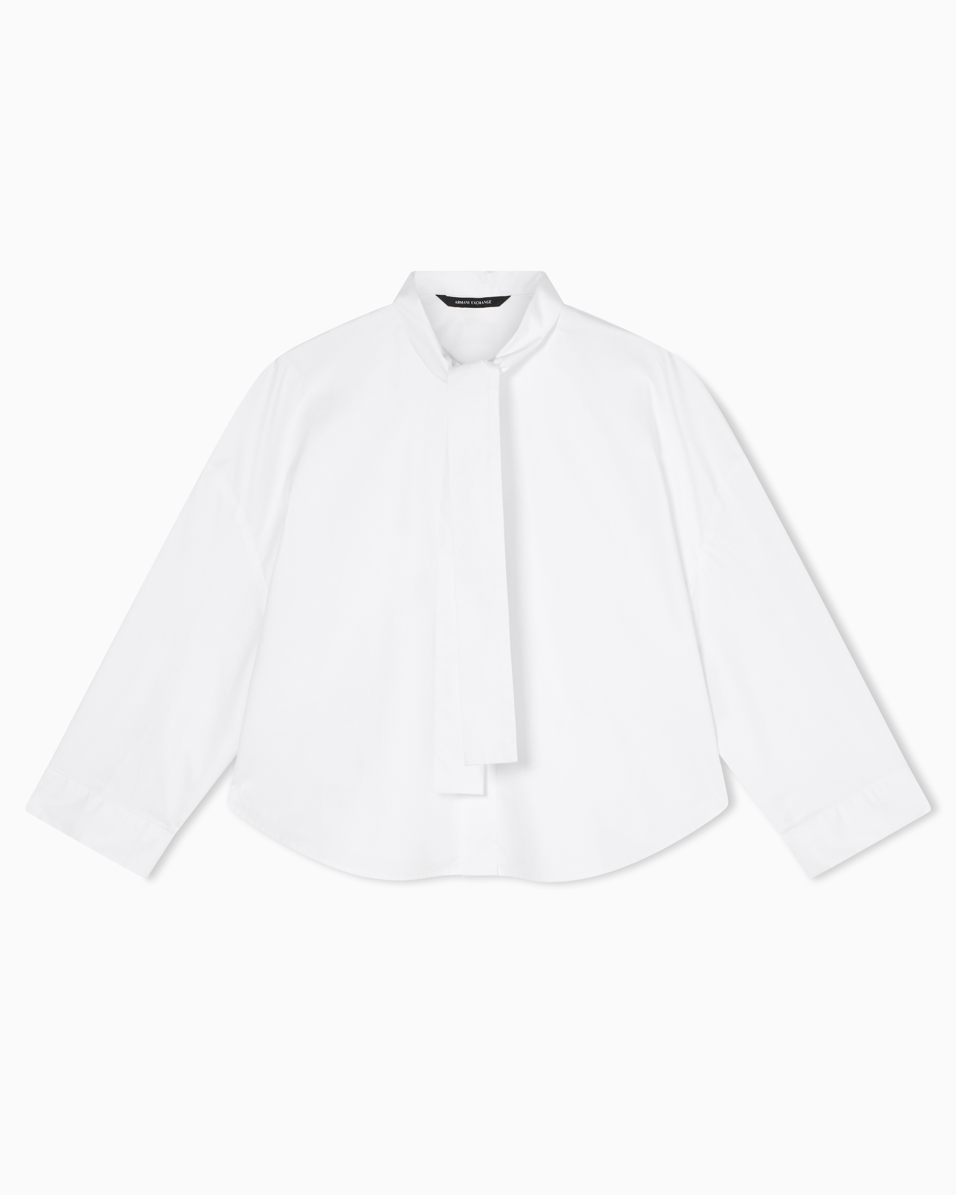 Armani Exchange White Cropped Shirt With Bow