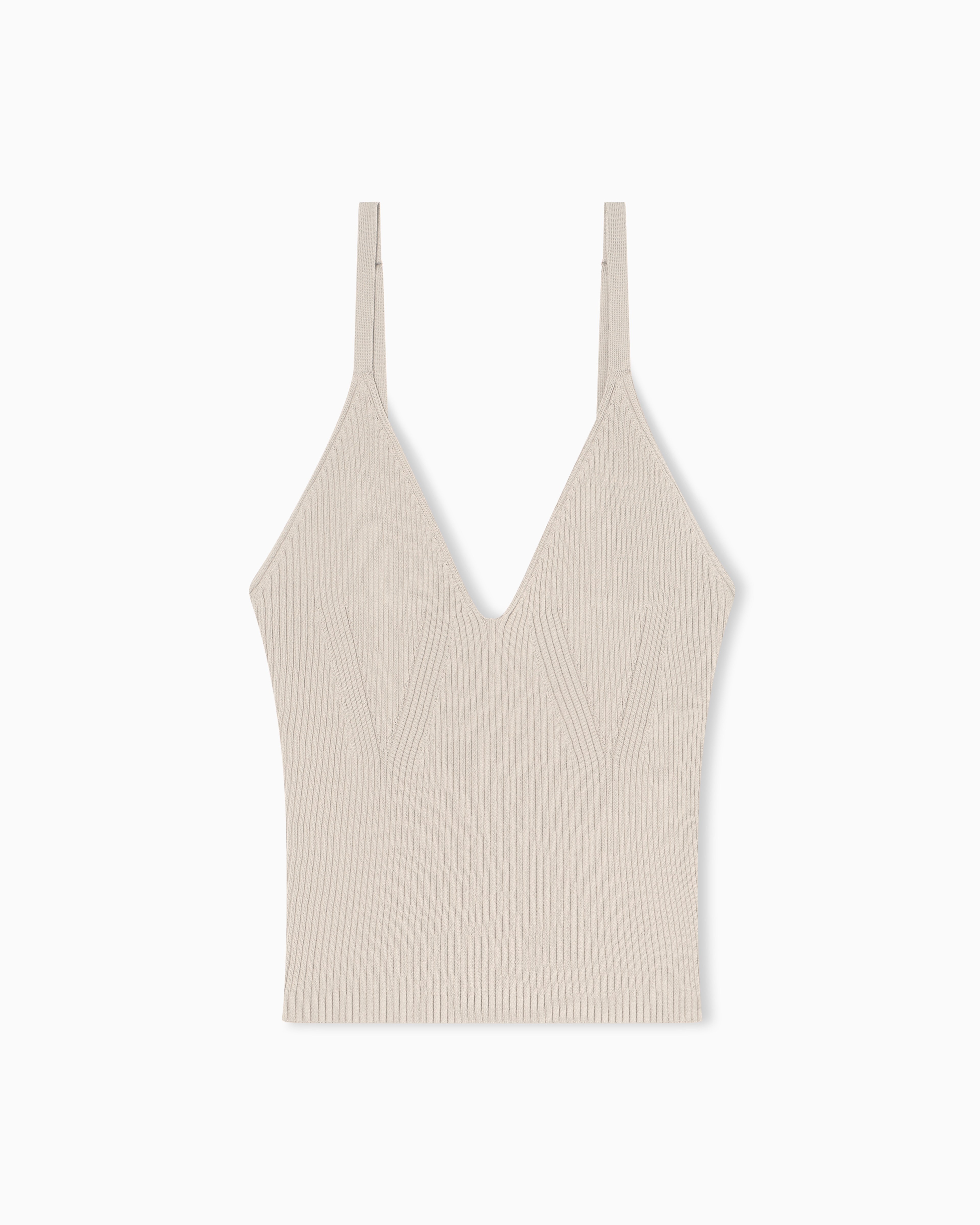 Armani Exchange Beige Ribbed Top With Thin Straps