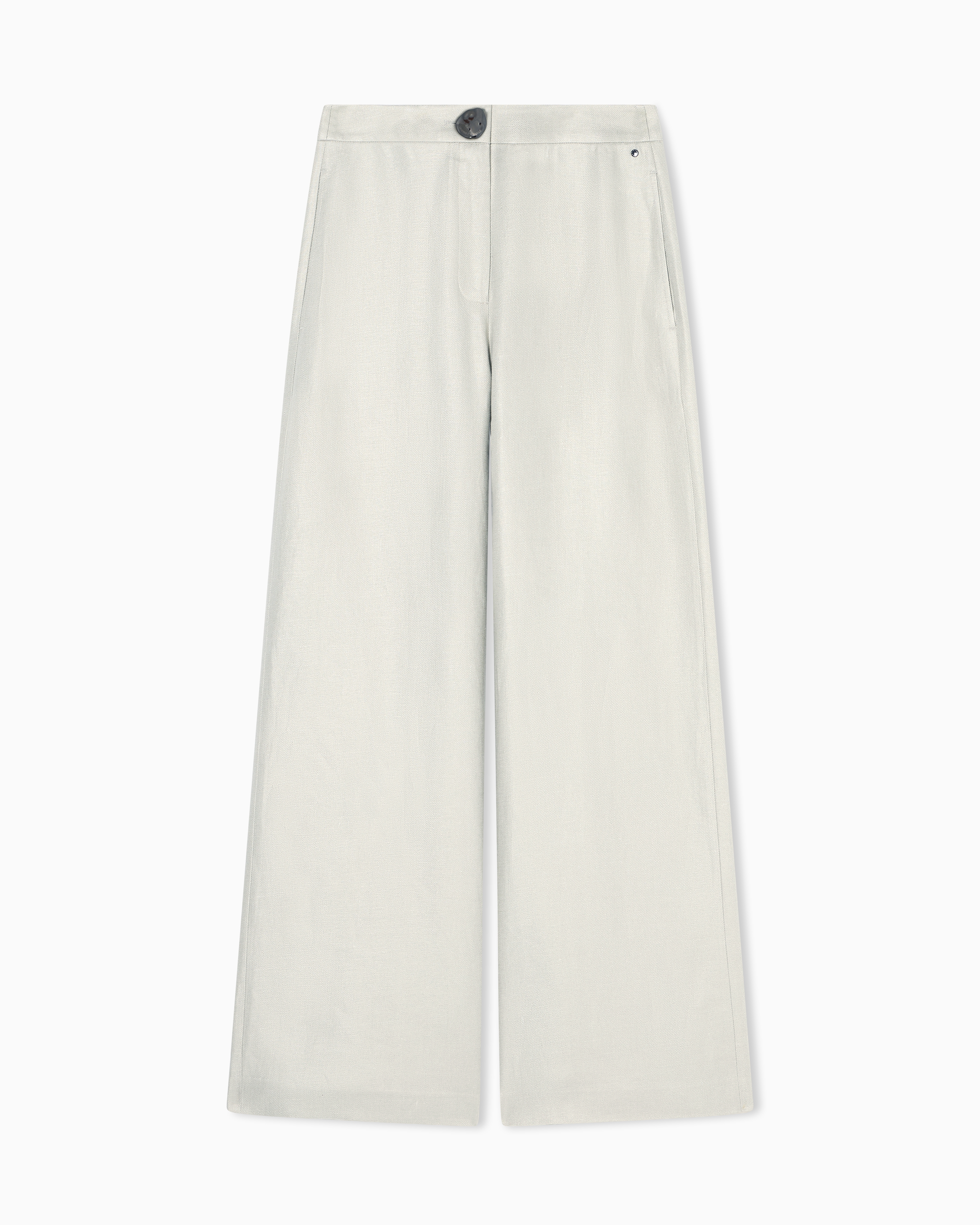 Armani Exchange Beige Wide-Leg Linen Twill Trousers