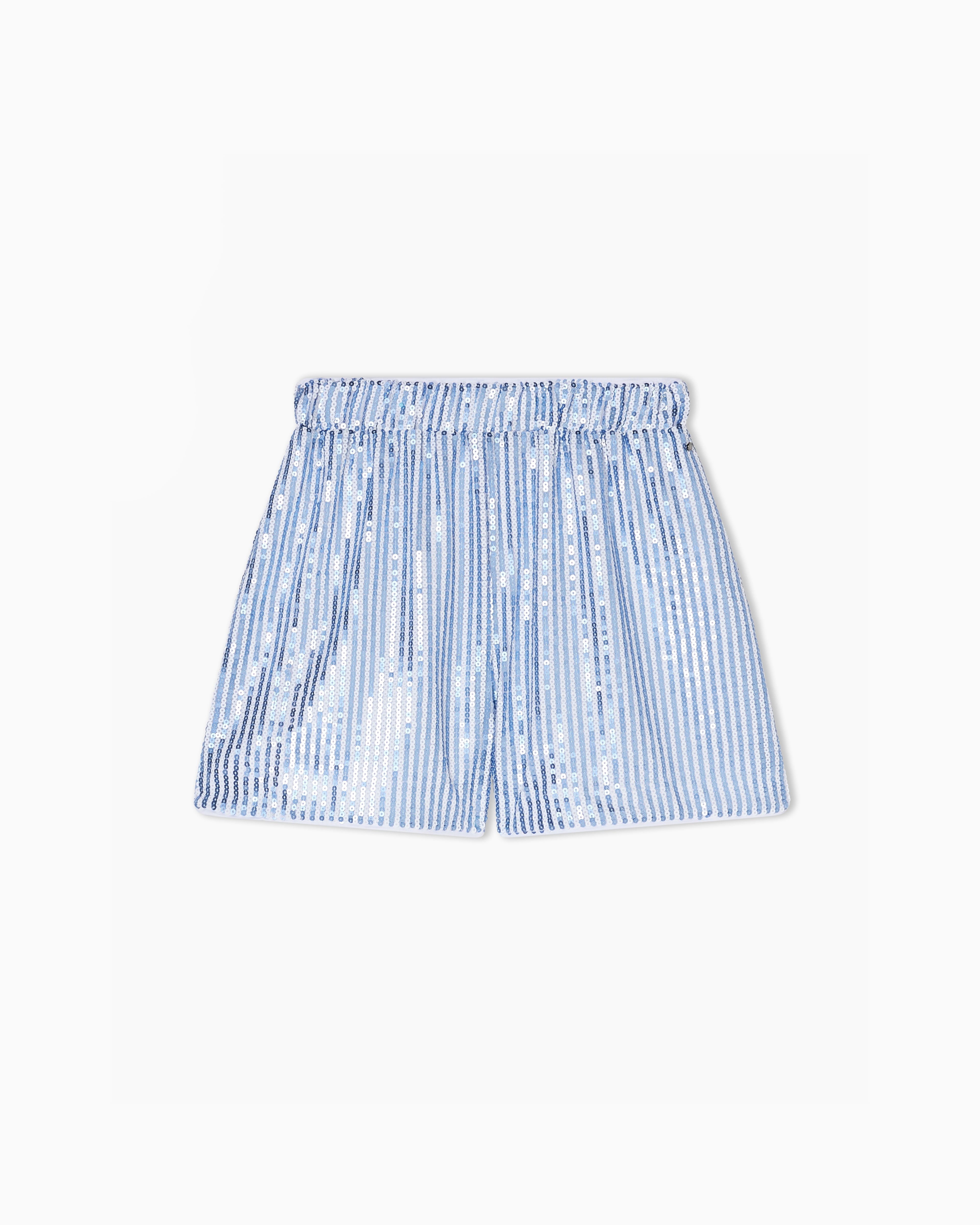 Armani Exchange Light Blue Striped Shorts With Sequins