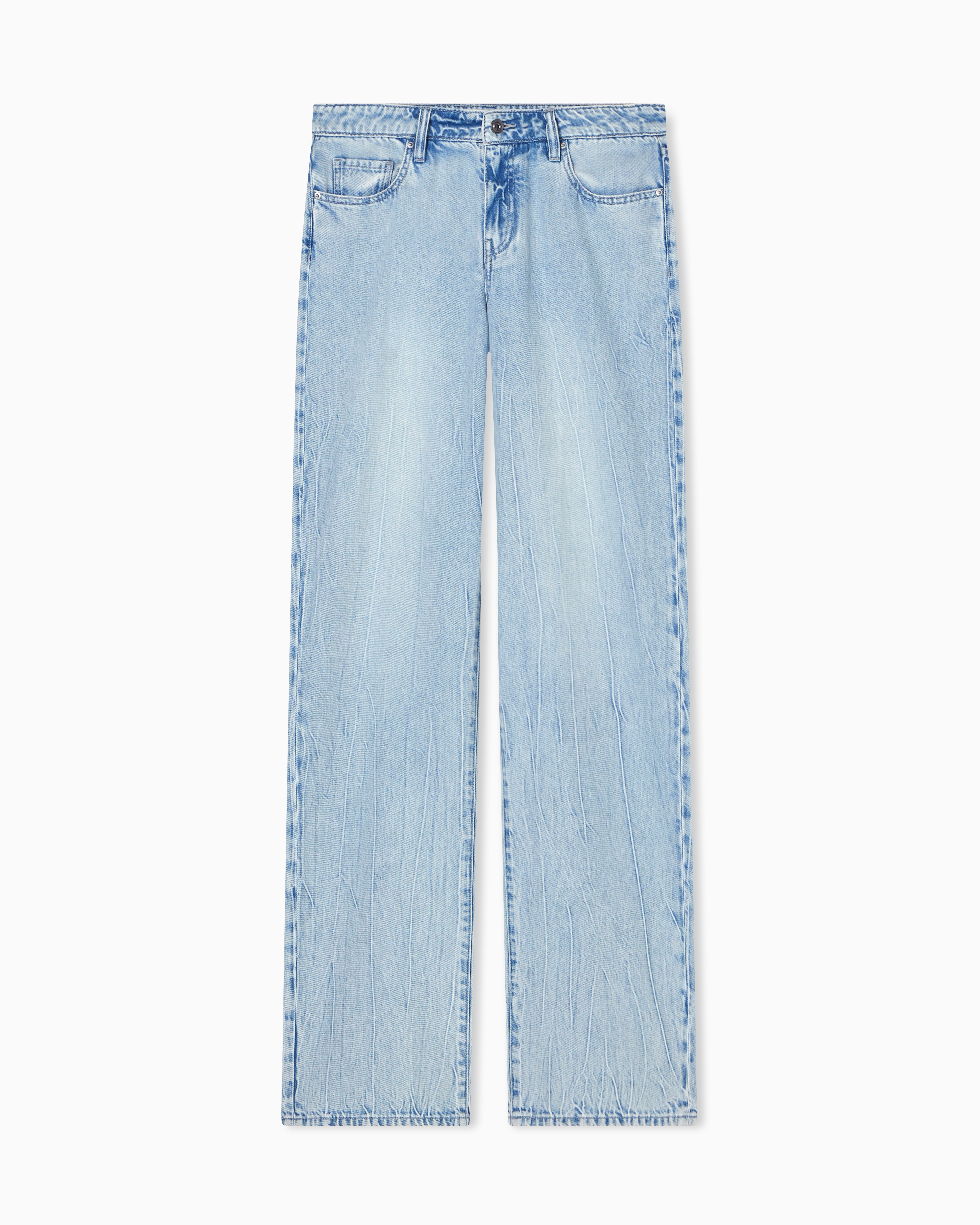Armani Exchange Blue Relaxed Denim Jeans In Light Lyocell Cotton