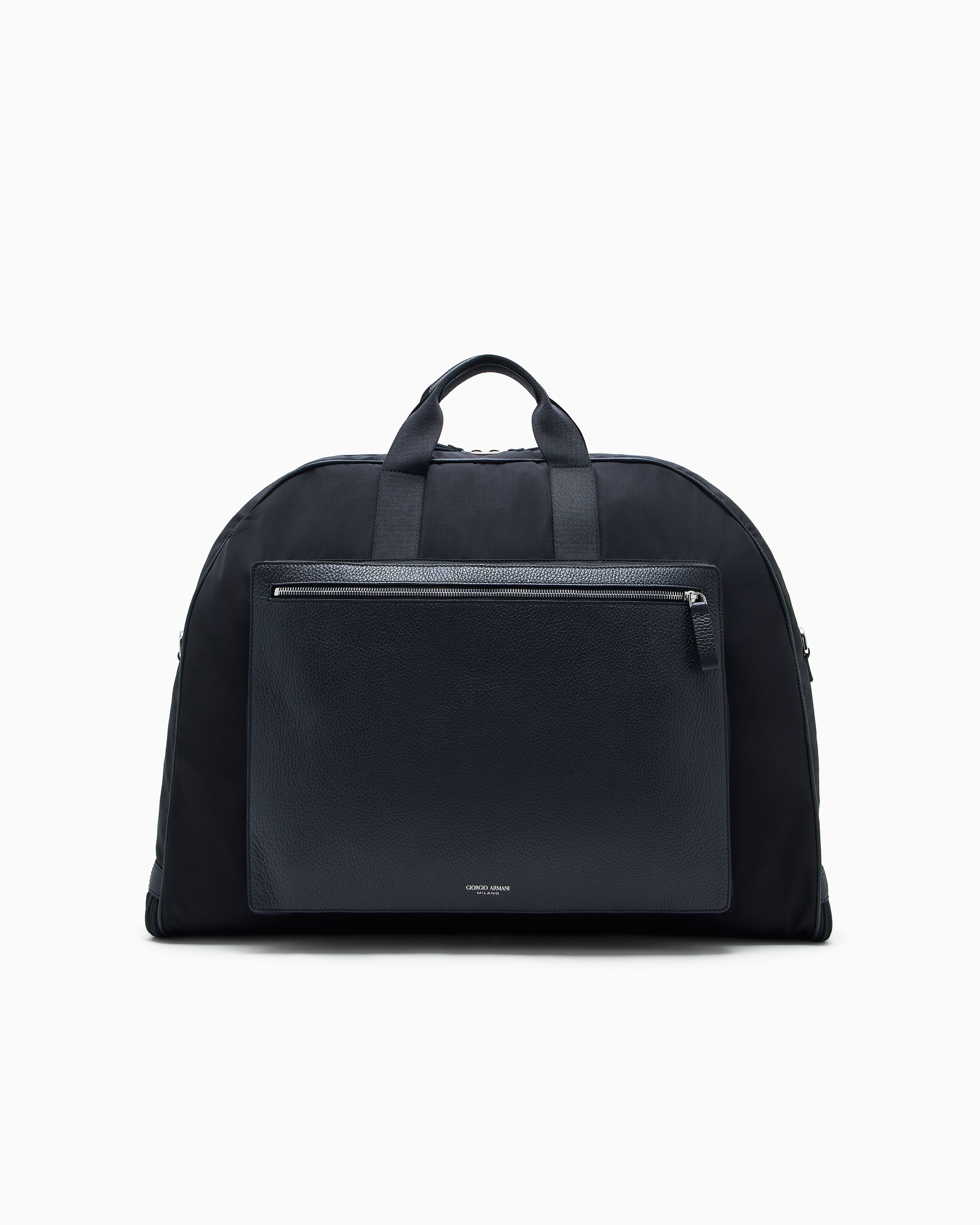 Giorgio Armani Black Nylon And Pebbled Leather Suit Carrier Asv