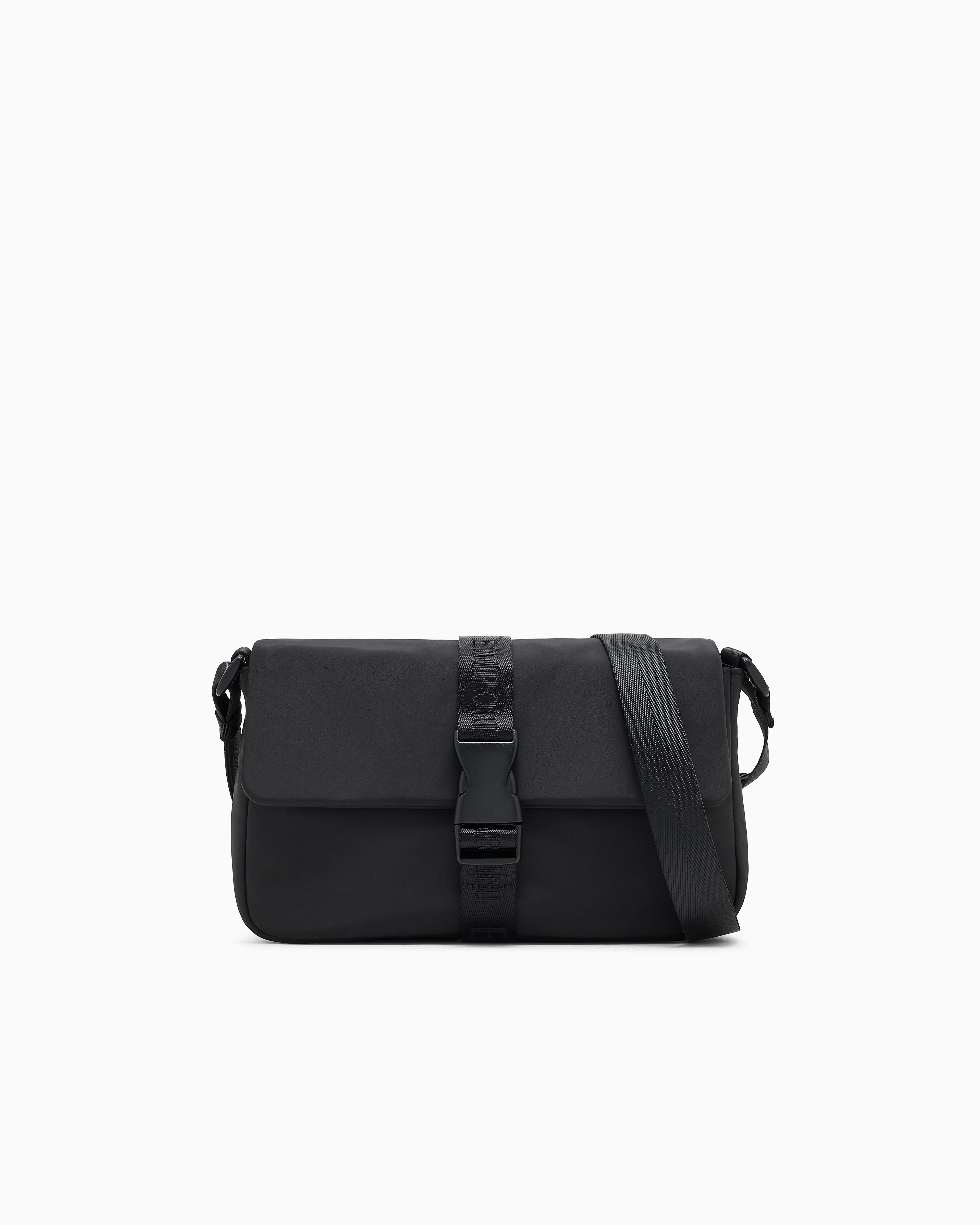 Ea7 Black Shoulder Bag In Technical Fabric